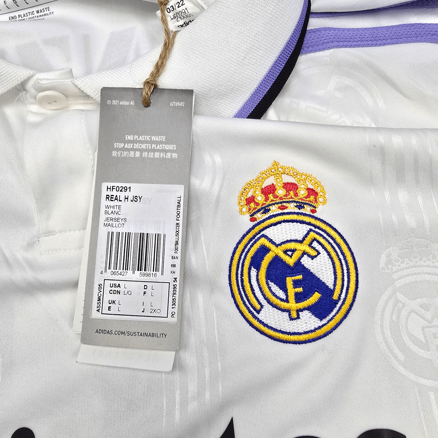 2022/23 Real Madrid Home Football Shirt (L) Adidas #9 Benzema (BNWTs)