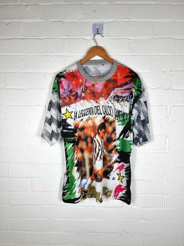 Juventus 1990s Bootleg Roberto Baggio Graphic Print Football Shirt XL