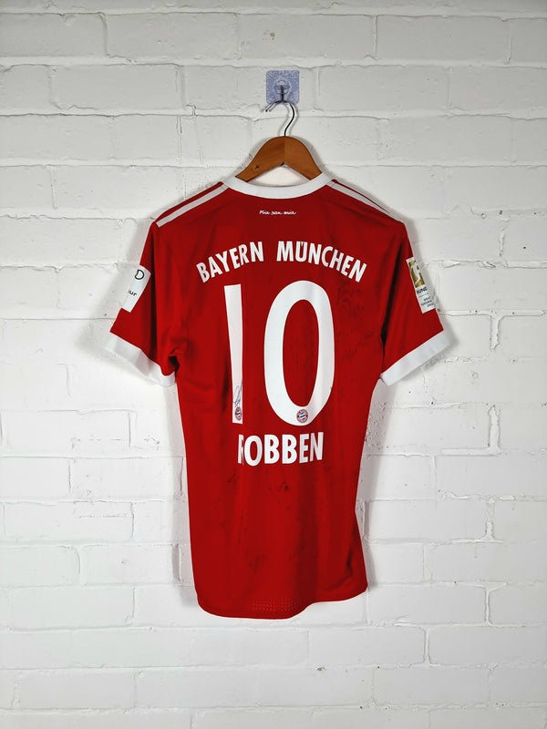 Adidas Bayern Munich 2017/18 'Robben 10' Match Prepared Squad Signed Audi Tour Home Shirt 6 Medium