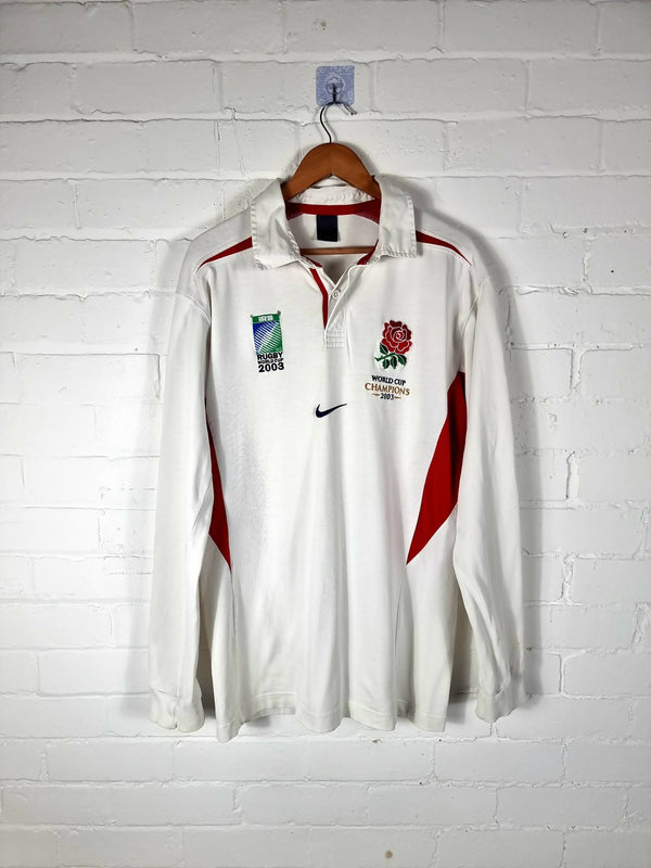 Nike England 2003 'World Cup Champions' Long Sleeve Home Rugby Shirt XXL