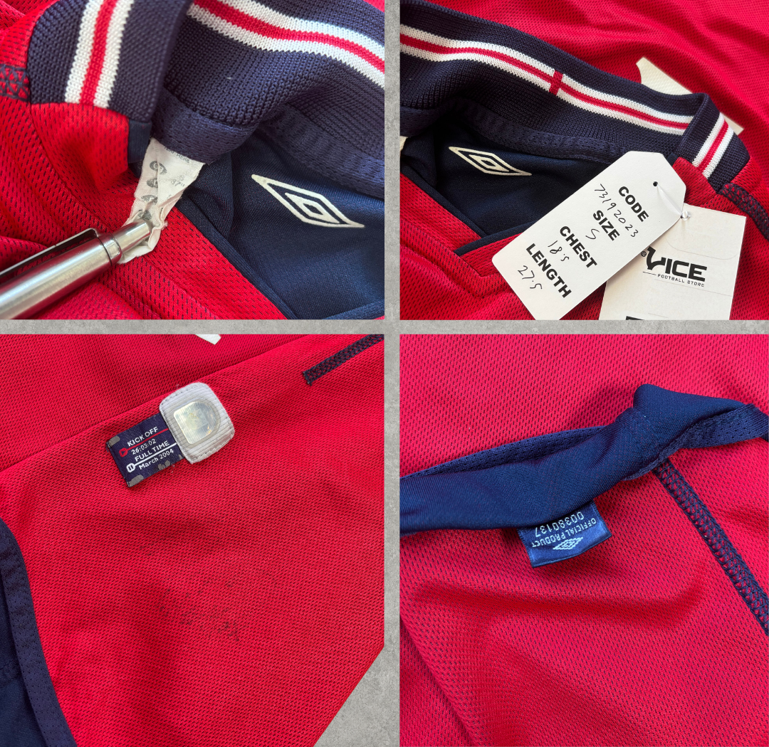 2002/04 England Away Shirt Umbro Beckham (S)