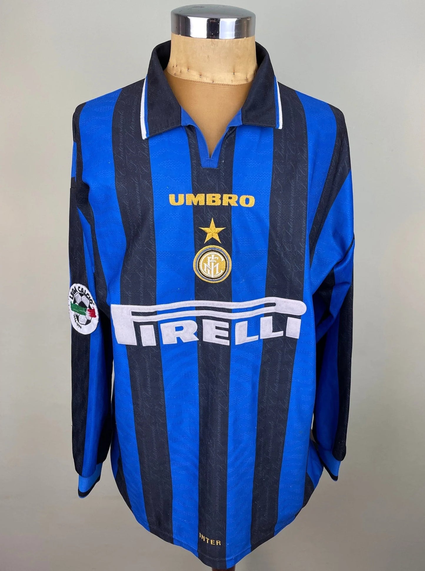 Match Shirt • Club • Inter • 1996 • Umbro • Home • #4 • Javier Zanetti • Match Worn