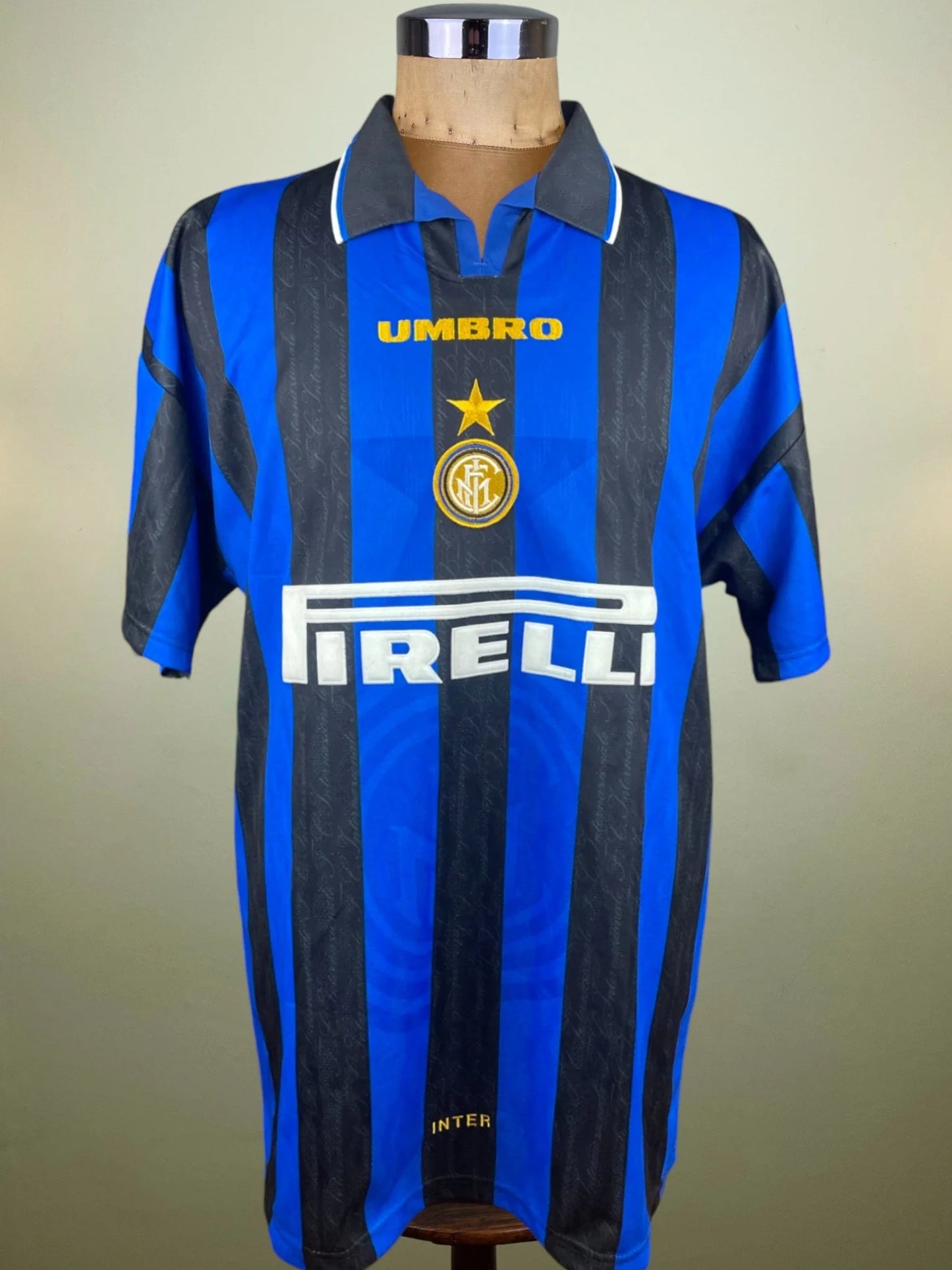 Match Shirt • Club • Inter • 1996 • Umbro • Home • #4 • Javier Zanetti • vs Guincamp • UEFA Cup