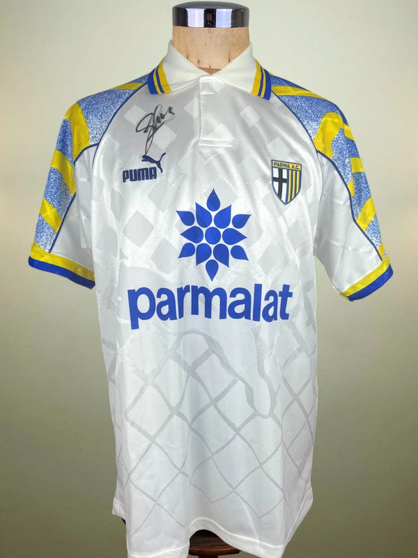 Store Shirt • Parma • 1995 • Puma • Home • Size XL • BNWT • Signed by Enrico Chiesa
