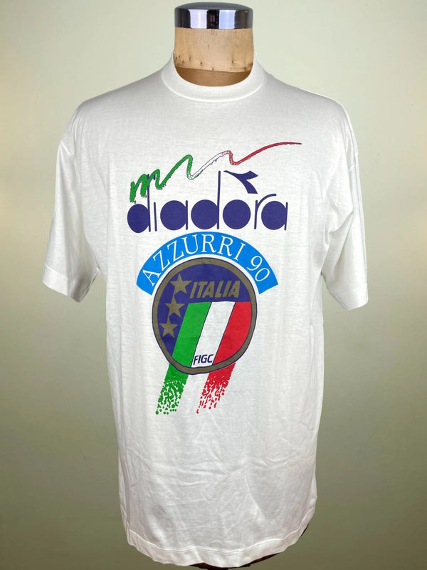 T-Shirt • 1990 • World Cup 90 • Italia • Azzurri 90 Diadora Official T-Shirt • Size XL