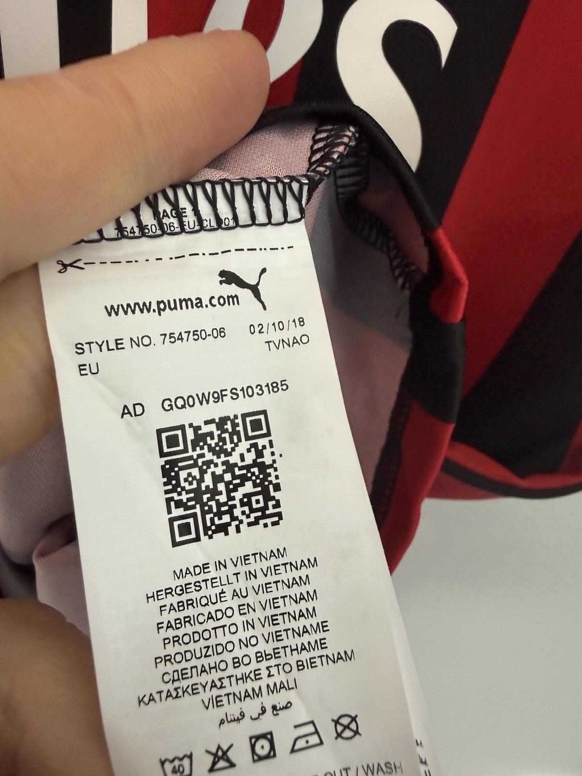 AC Milan Cutrone #63 2018/19 Medium Home Shirt Puma BNWT 754750-06