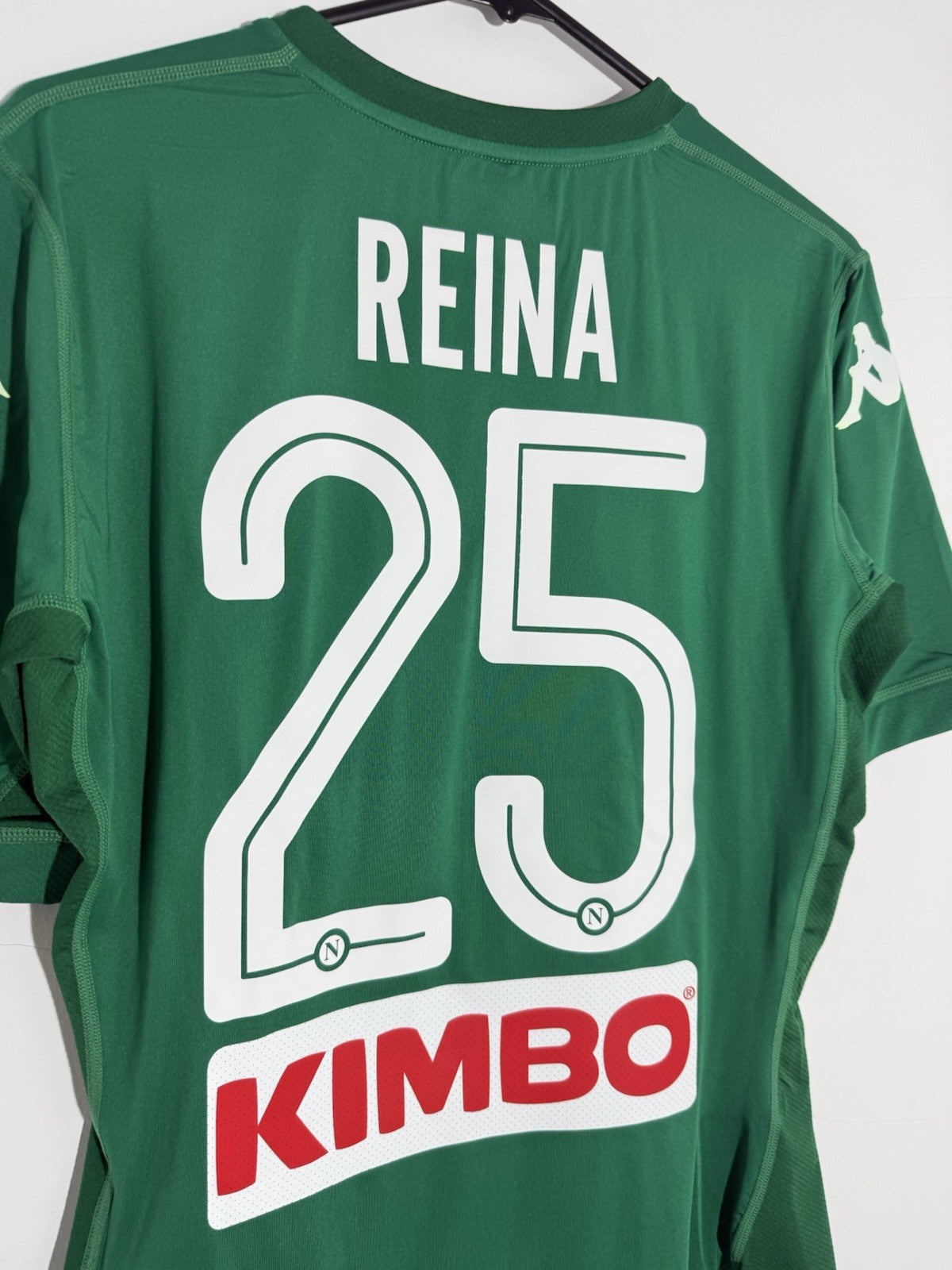 SSC Napoli Reina #25 2017/18 Large Goalkeeper Kappa Slim Home Shirt BNWT 303V450