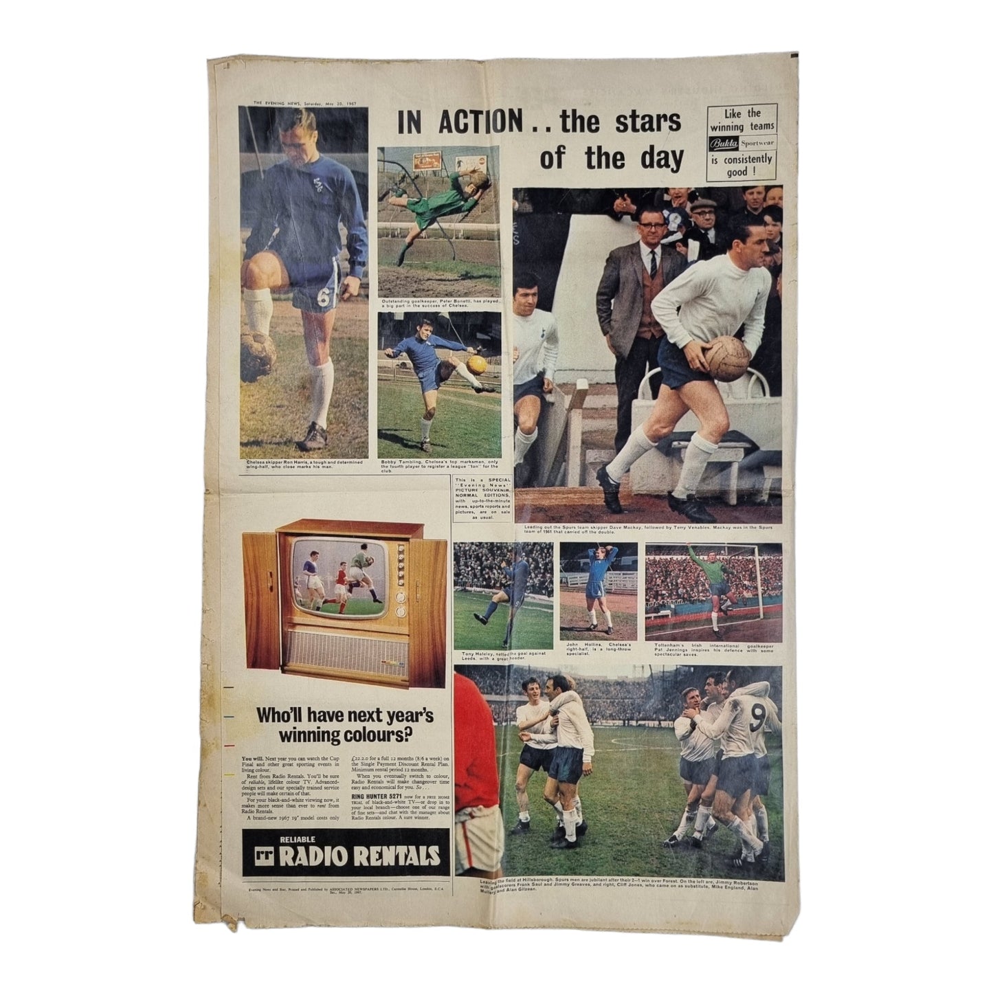 1967 Evening News & Star (Souvenir Edition) Tottenham v Chelsea