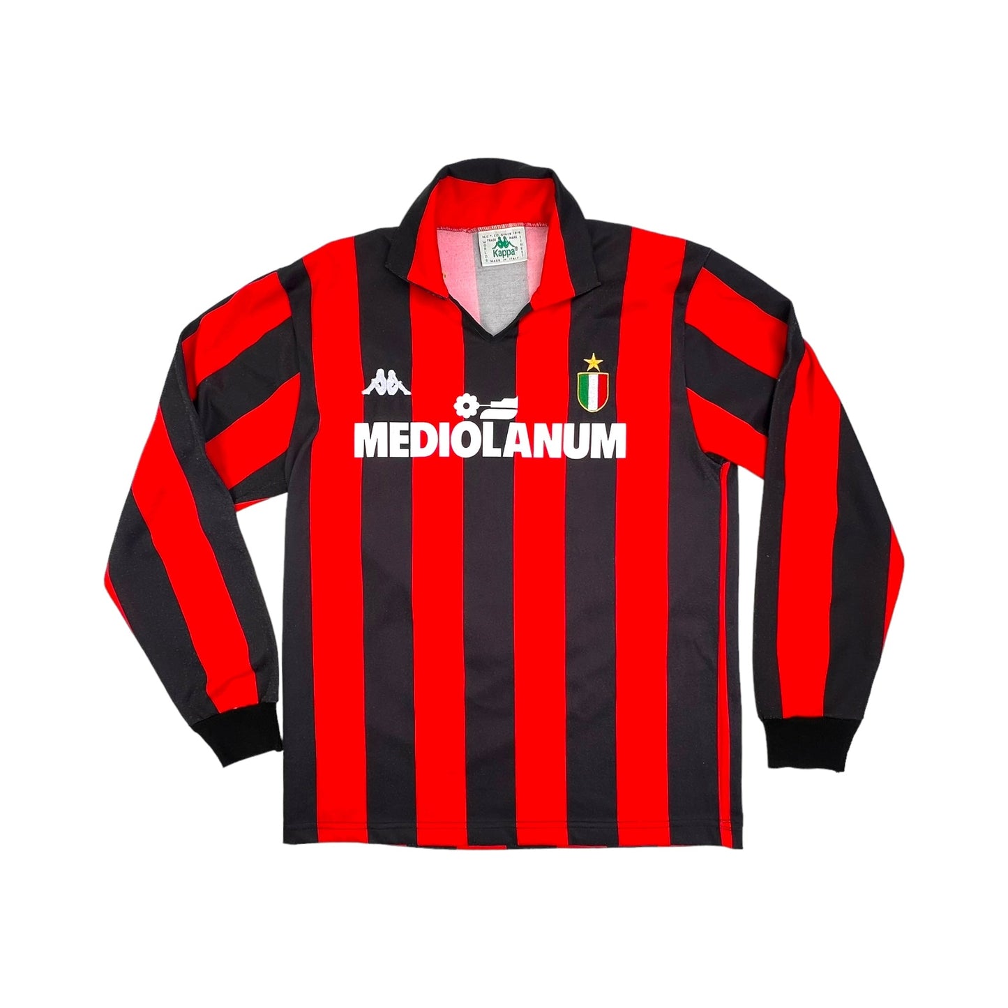 1989/90 AC Milan Home Football Shirt (L) Kappa # 9 (Van Basten)