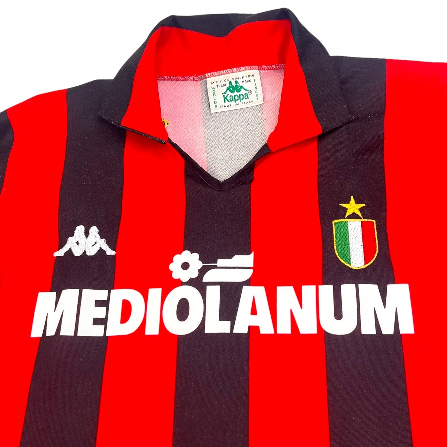 1989/90 AC Milan Home Football Shirt (L) Kappa # 9 (Van Basten)