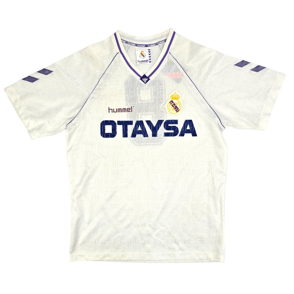 1990/92 Real Madrid Home Football Shirt (L) Hummel #8 (Míchel) Matchworn/Prepared
