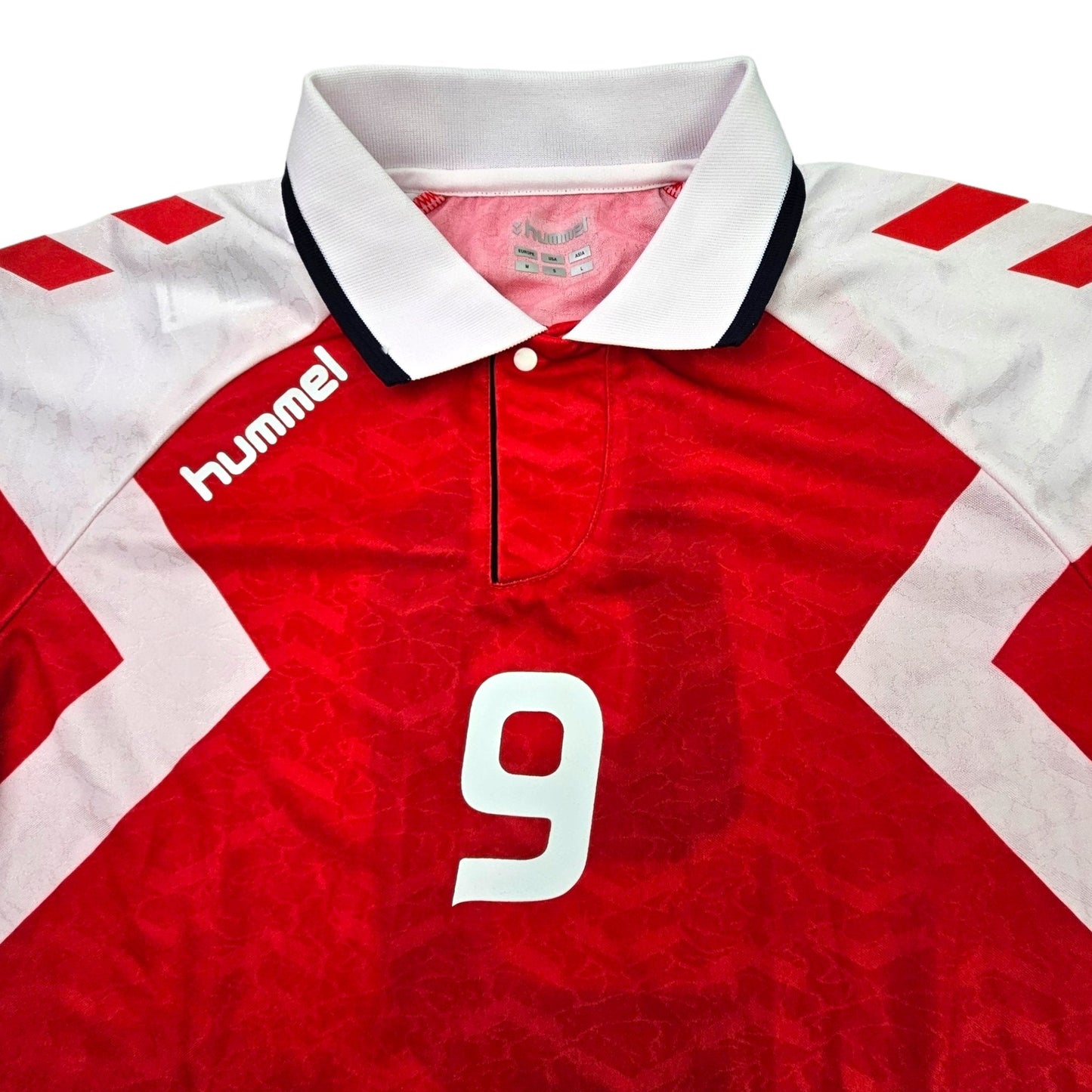 1992/93 Denmark Home Football Shirt (M) Hummel #9 (Povlsen) Official Re-Issue