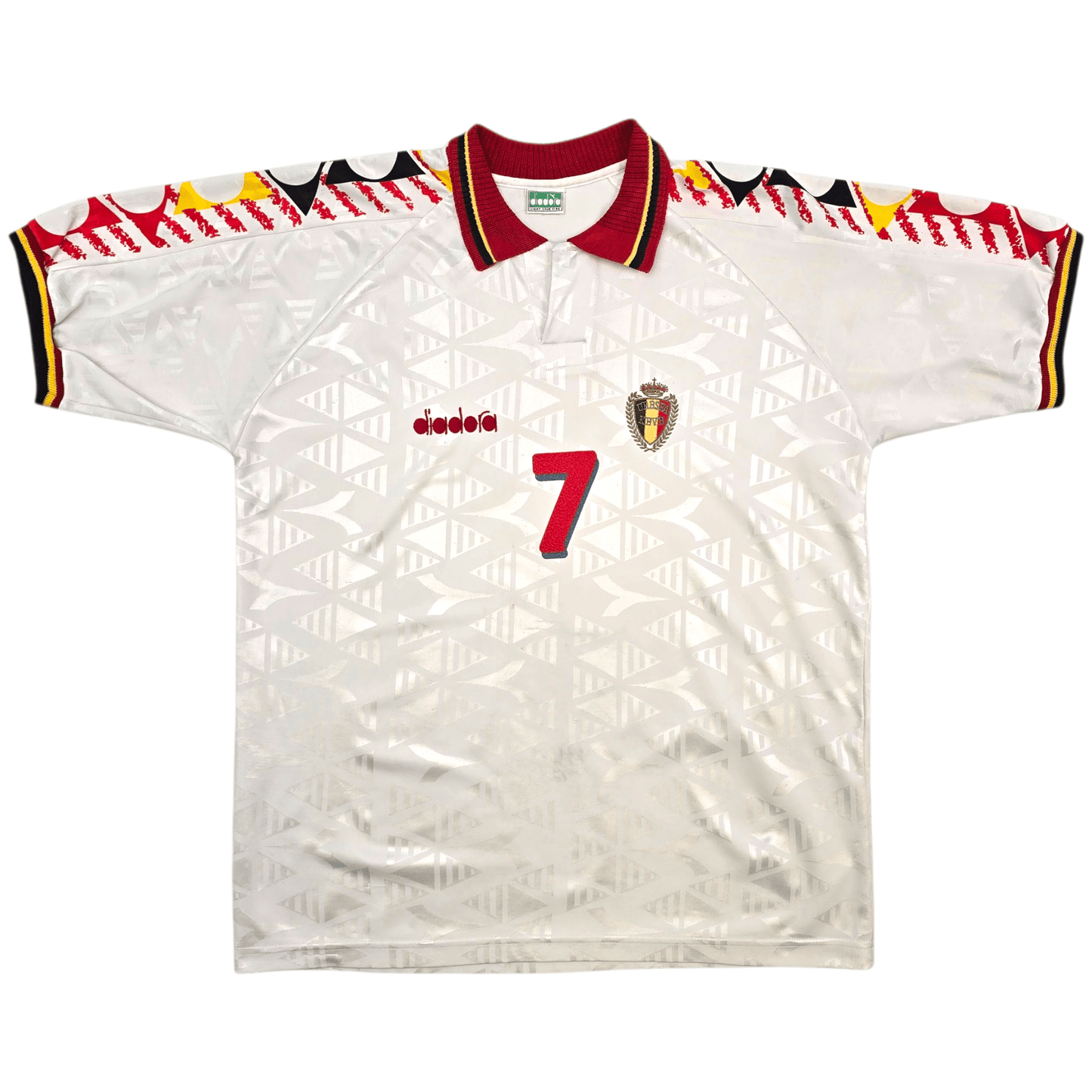 1992/94 Belgium Away Football Shirt (L) Diadora #7 Van Der Elst