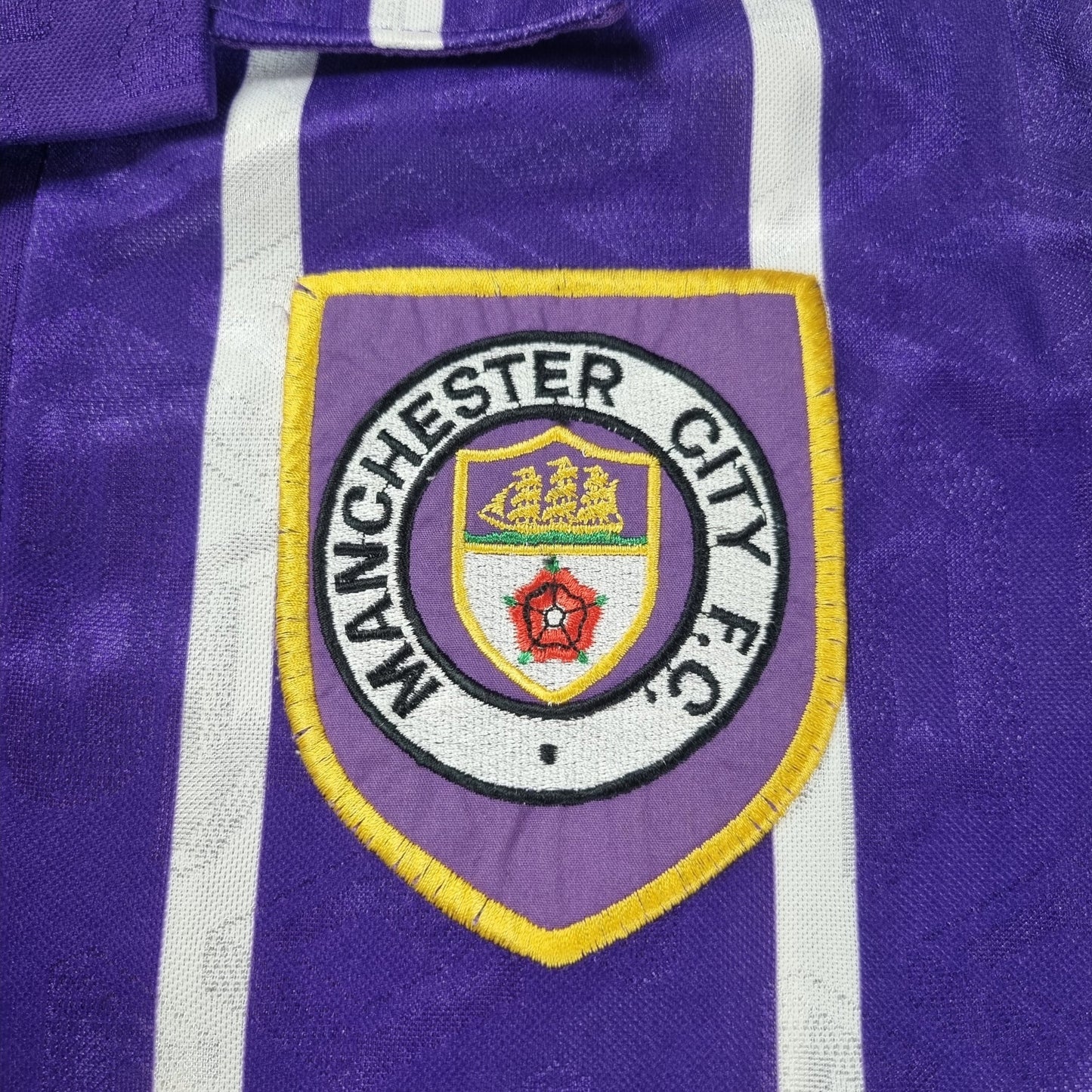 1992/94 Manchester City Away Football Shirt (M) Umbro #28 Rossler
