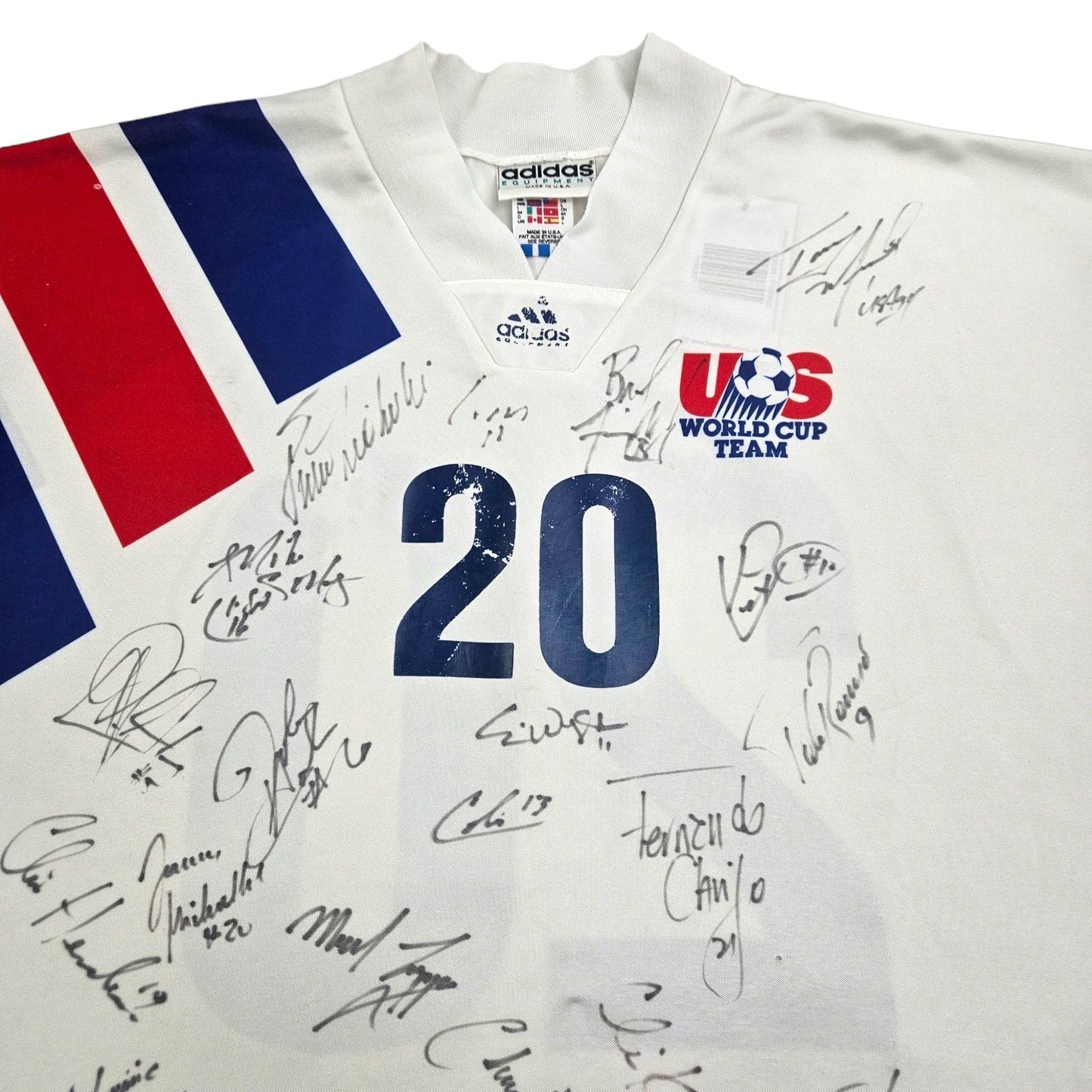 1993 USA Home Football Shirt (L) Adidas #20 (Match Worn / Signed)