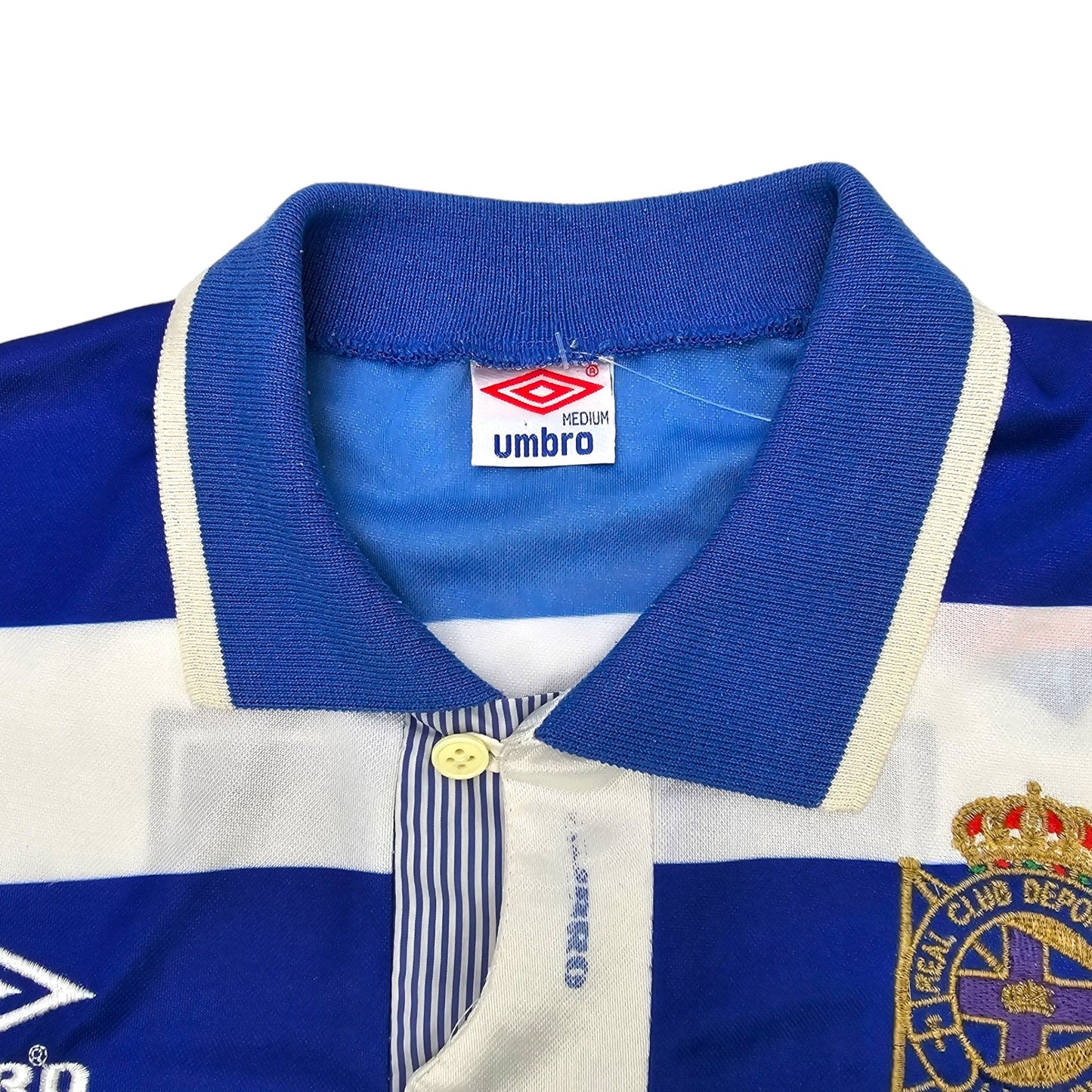 1993/94 Deportivo La Coruna Home Football Shirt (M) Umbro #11 (Bebeto)