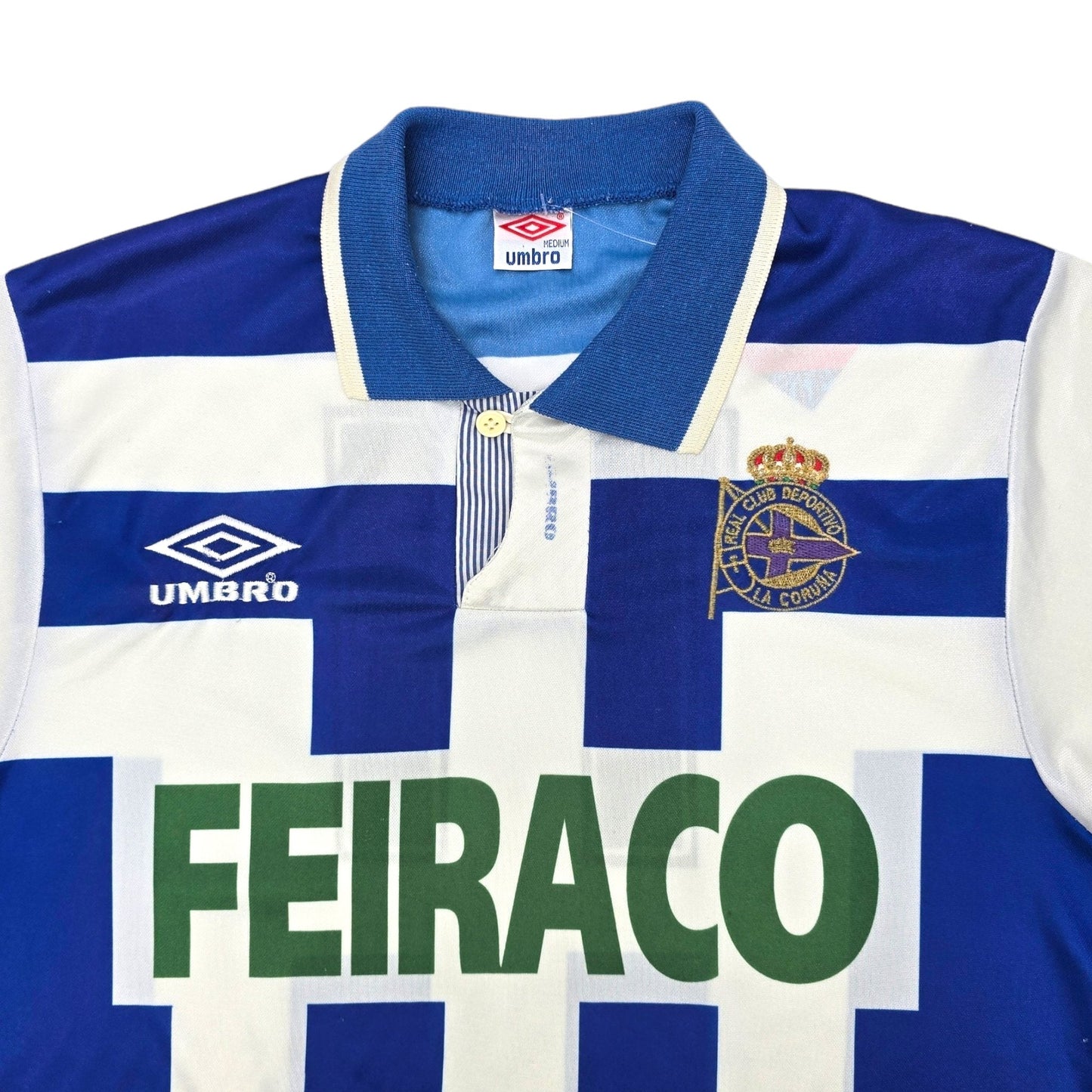 1993/94 Deportivo La Coruna Home Football Shirt (M) Umbro #11 (Bebeto)
