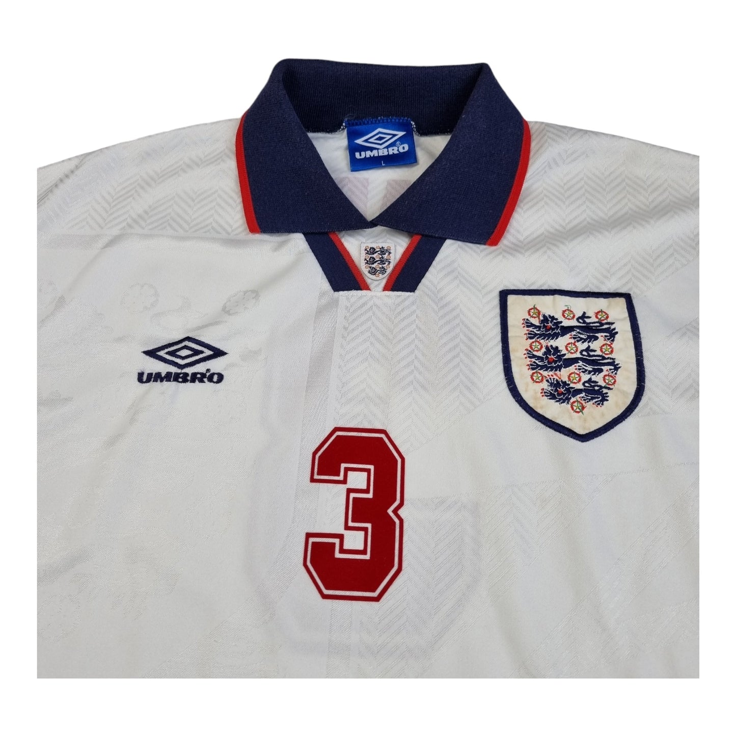 1993/94 England Home Football Shirt (L) Umbro #3 Pearce
