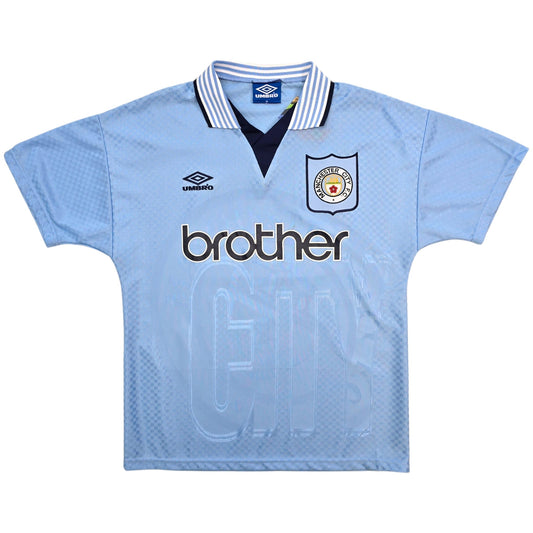 1995/97 Manchester City Home Football Shirt (M) Umbro