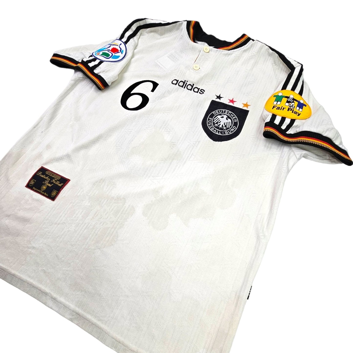 1996/98 Germany Home Football Shirt (L) Adidas #6 Sammer