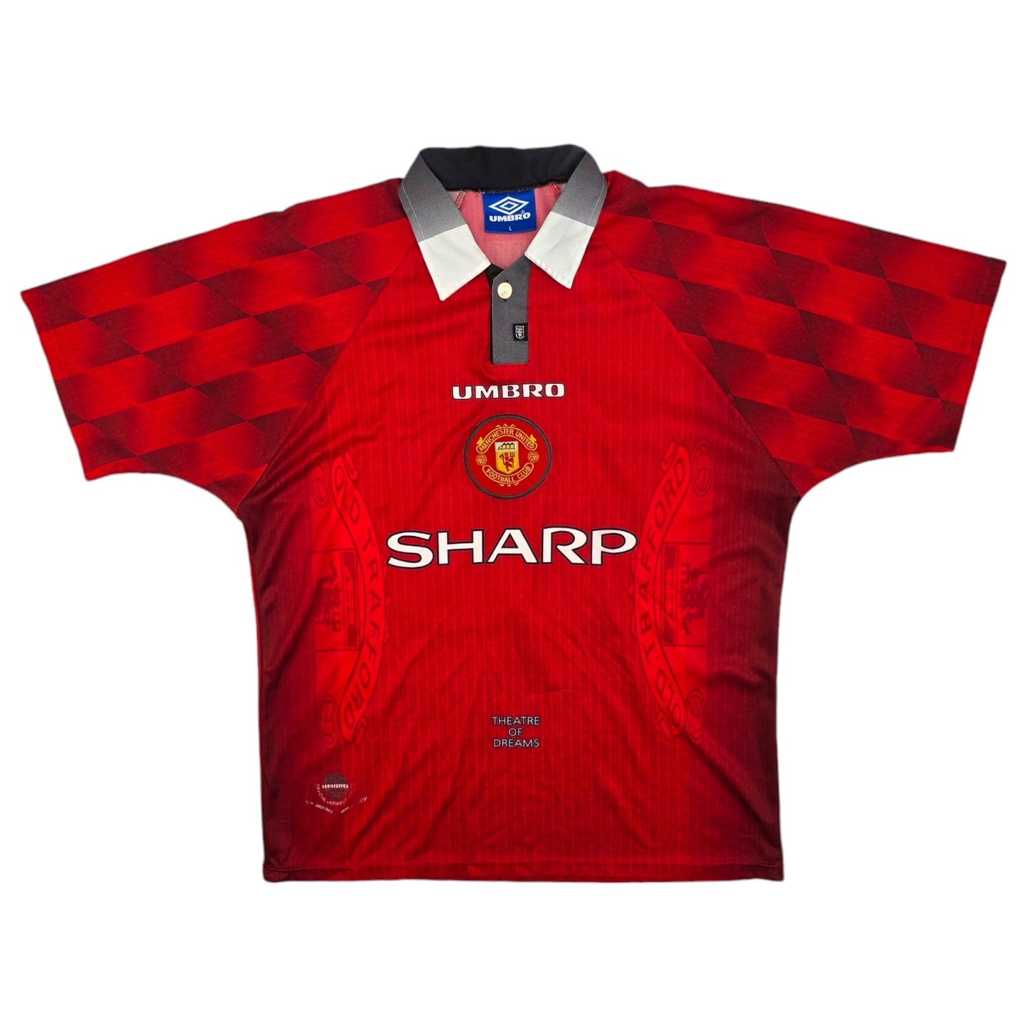 1996/98 Manchester United Home Football Shirt (L) Umbro #10 Beckham