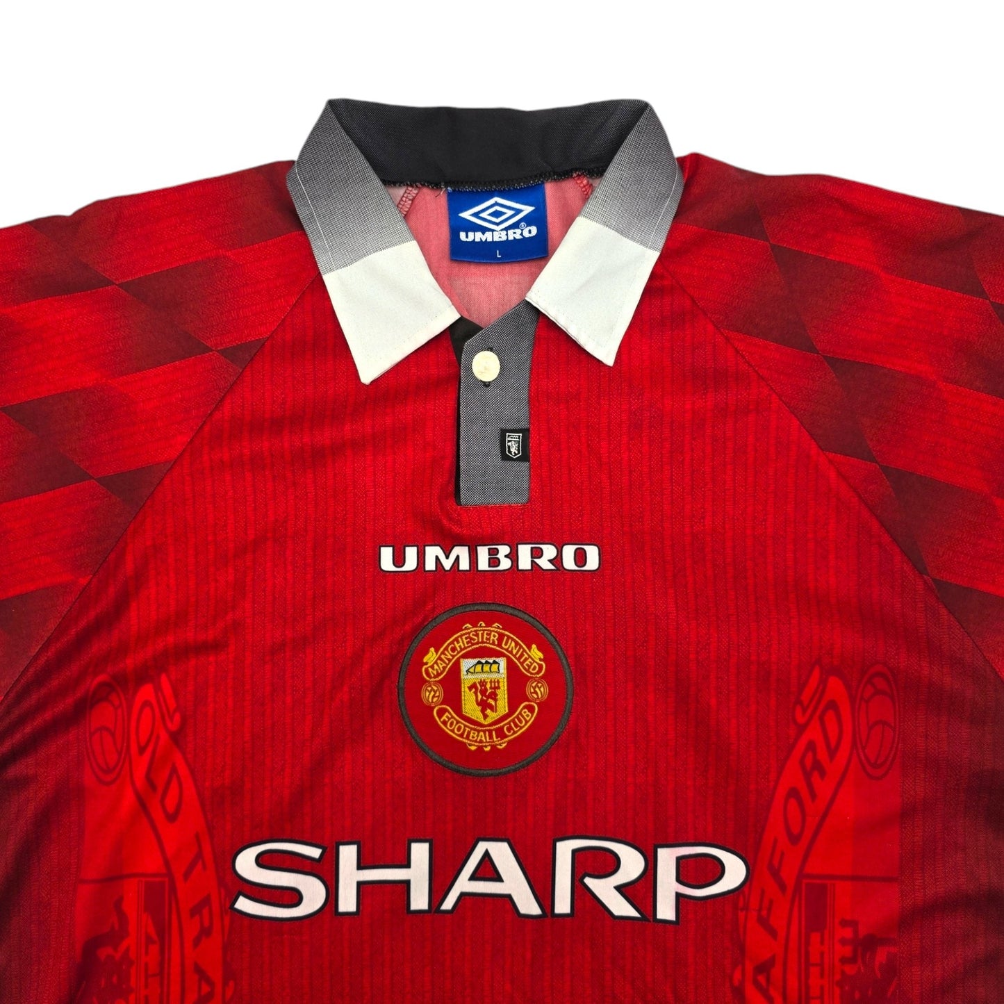 1996/98 Manchester United Home Football Shirt (L) Umbro #10 Beckham