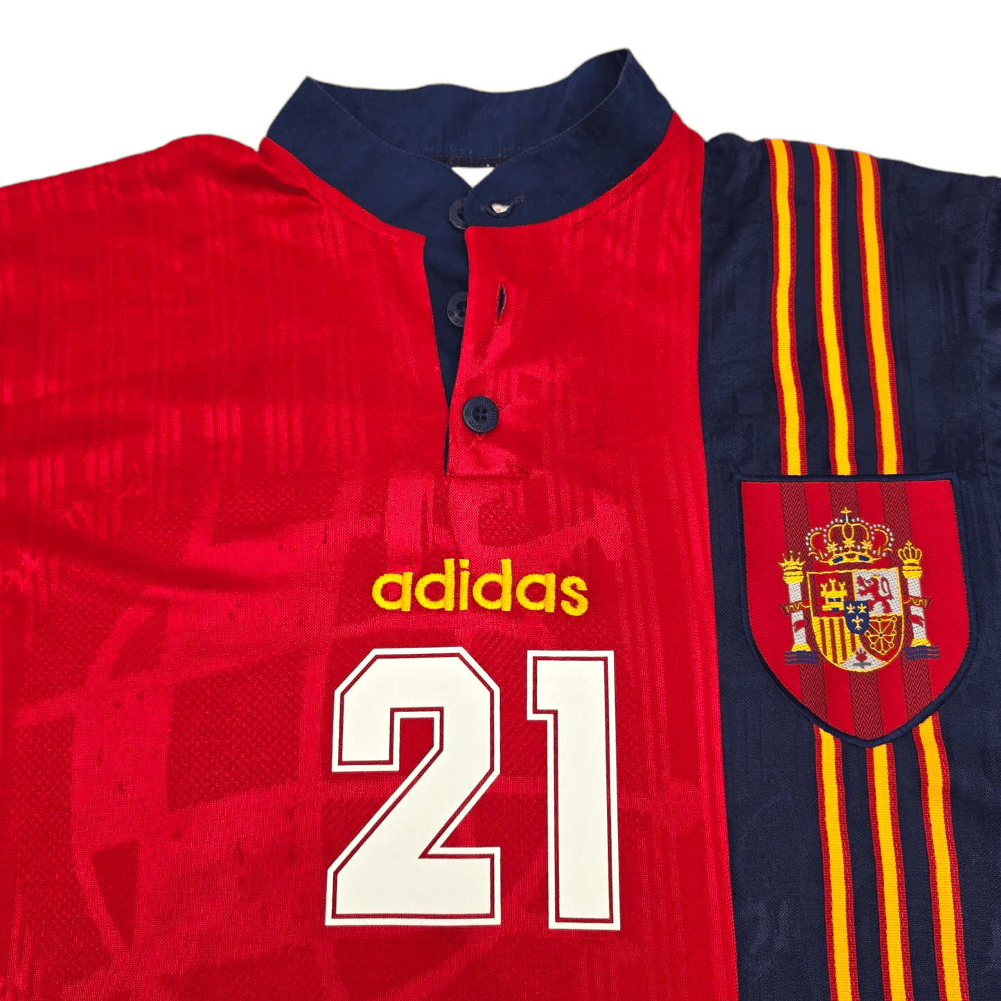 1996/98 Spain Home Football Shirt (S) Adidas #21 Luis Enrique