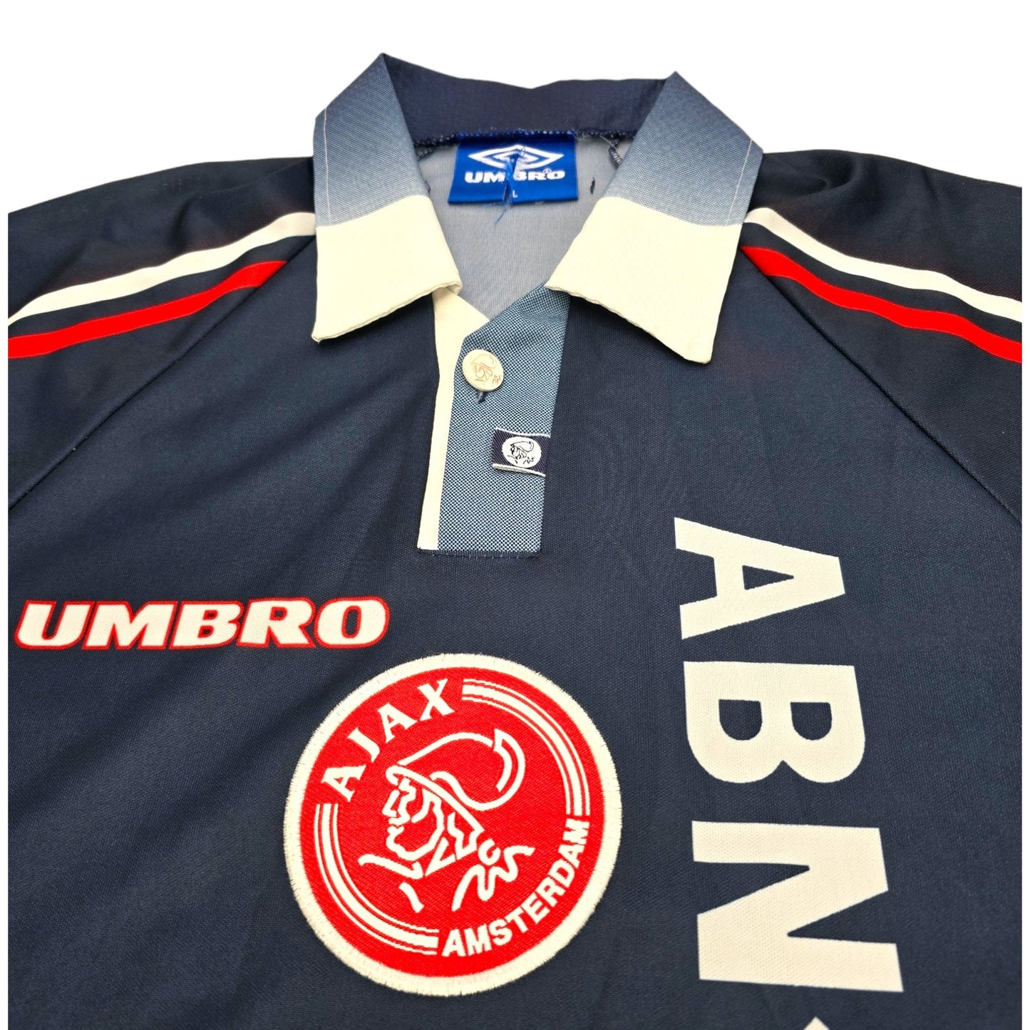 1997/98 Ajax Away Football Shirt (L) Umbro # 4 F. De Boer