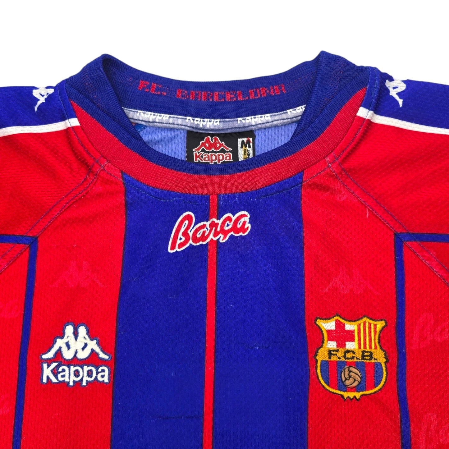 1997/98 Barcelona Home Football Shirt (M) Kappa #7 Figo