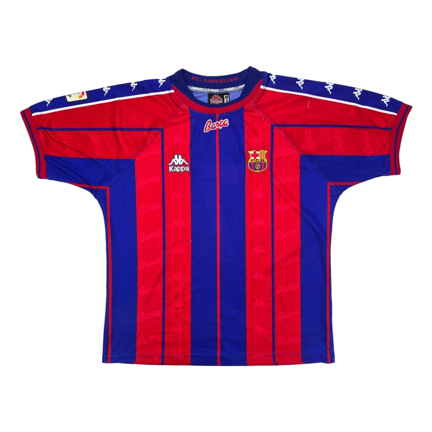 1997/98 Barcelona Home Football Shirt (M) Kappa #7 Figo