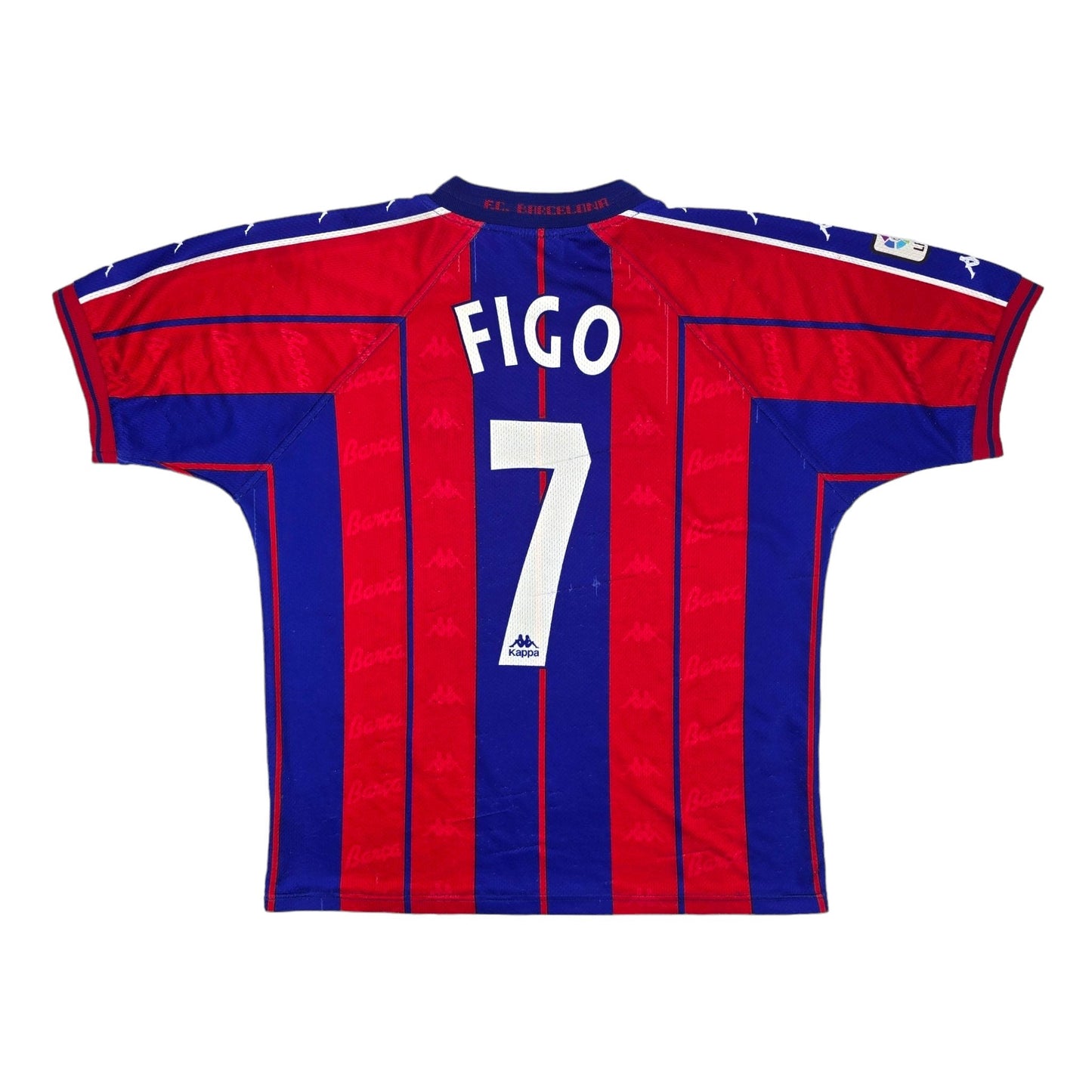 1997/98 Barcelona Home Football Shirt (M) Kappa #7 Figo