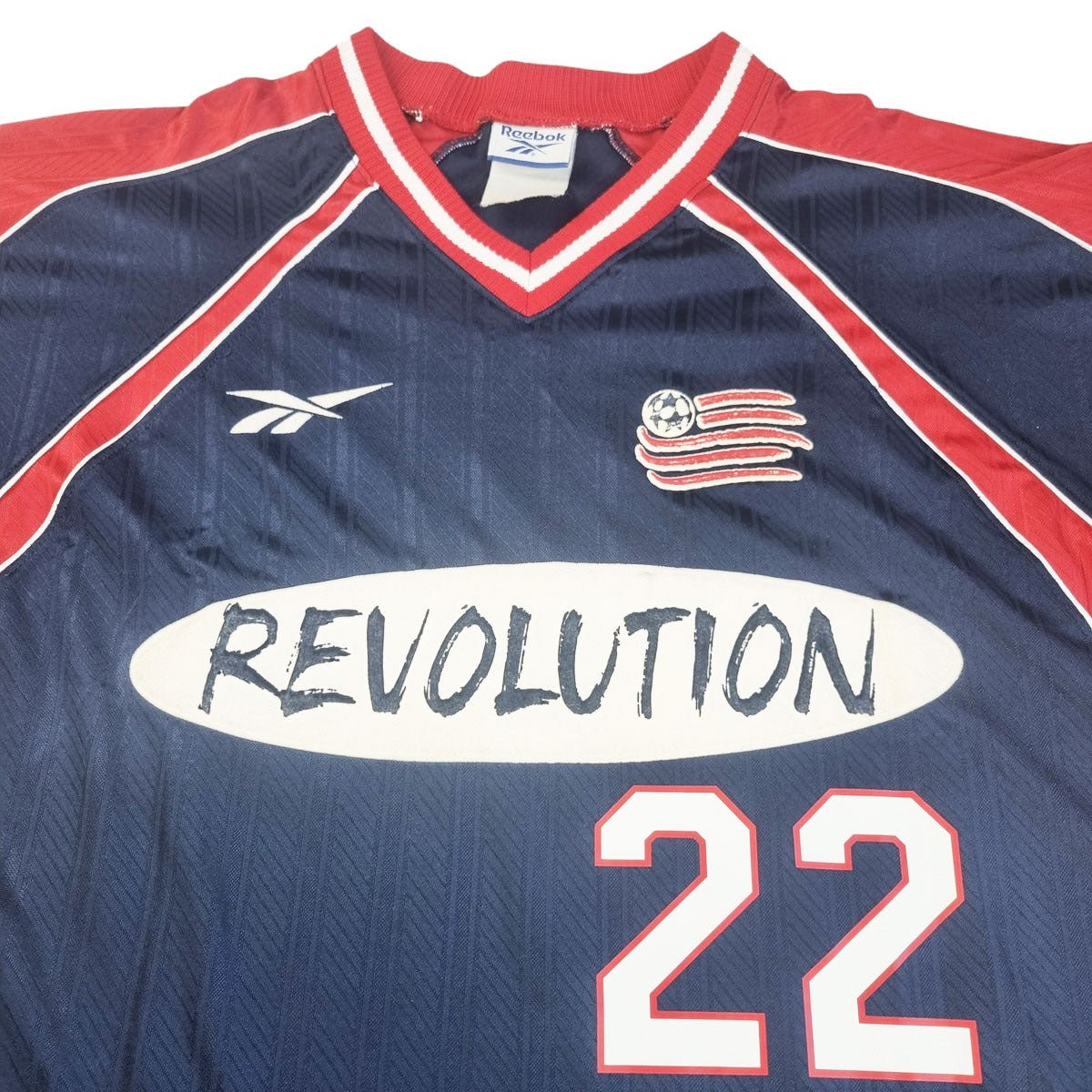 1997/98 New England Rev Home Football Shirt (L) Reebok #22 Lalas