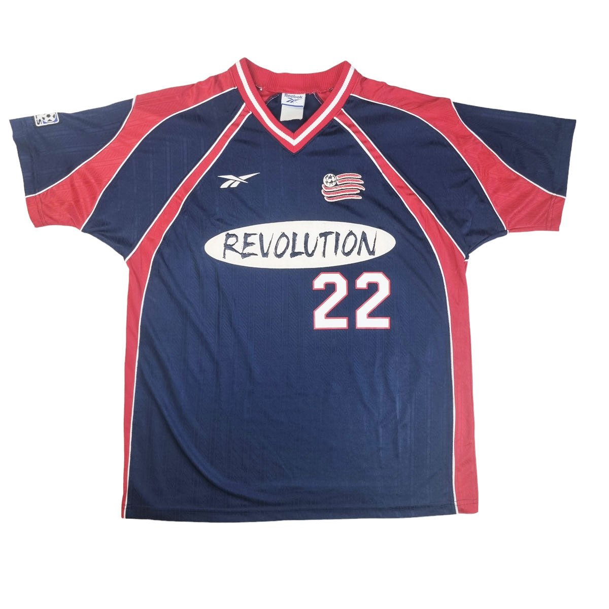 1997/98 New England Rev Home Football Shirt (L) Reebok #22 Lalas