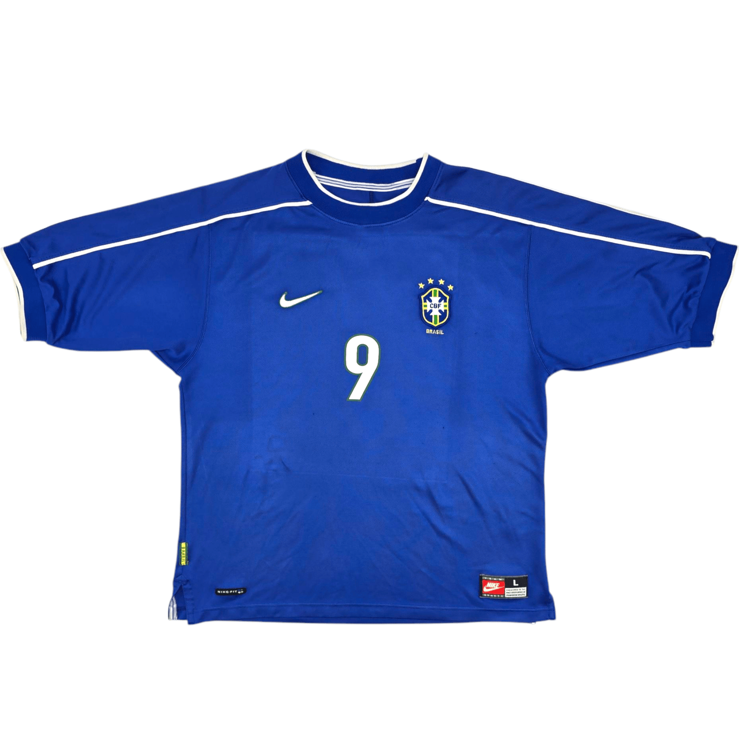 1998/00 Brazil Away Football Shirt (L) Nike #9 Ronaldo