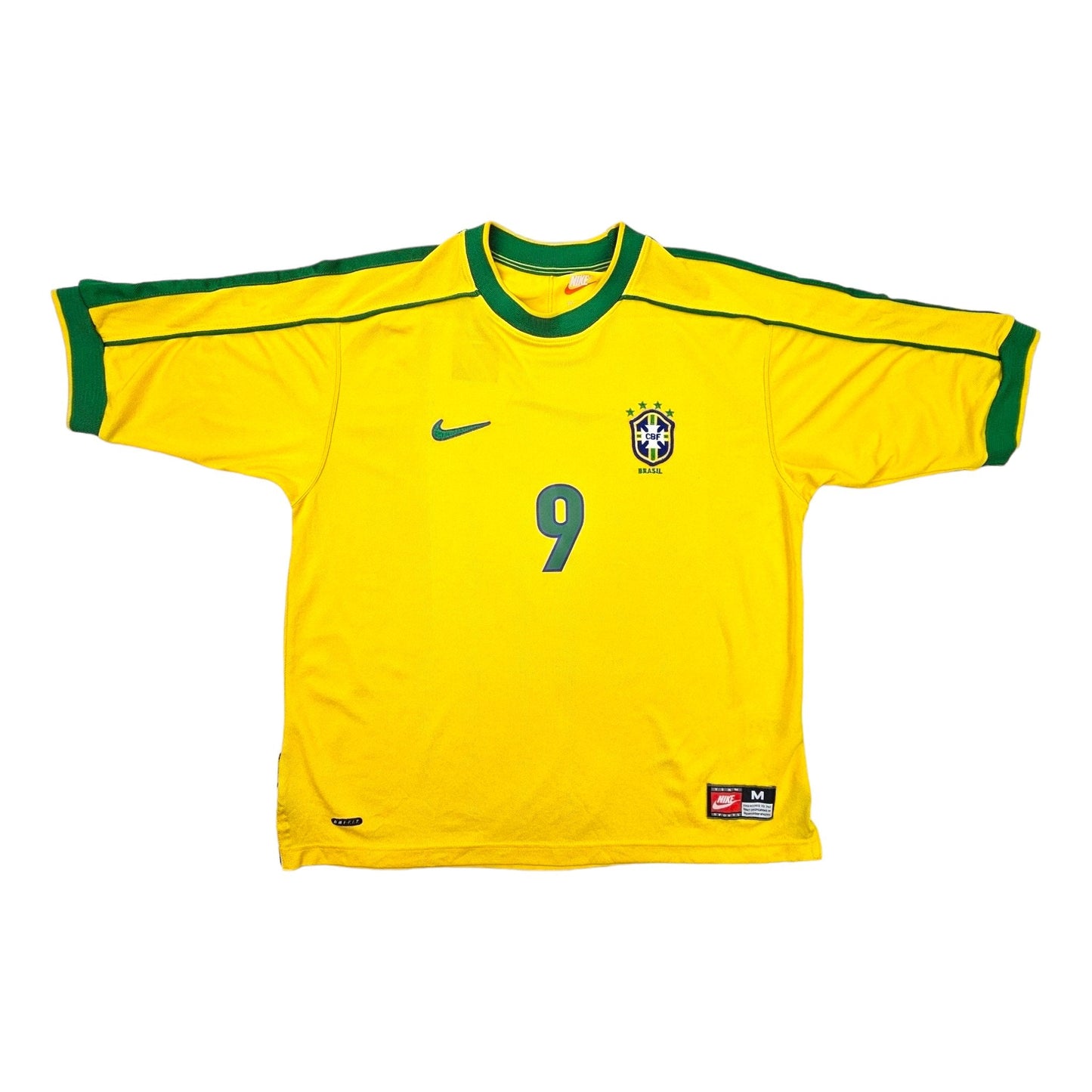 1998/00 Brazil Home Football Shirt (M) Nike #9 Ronaldo