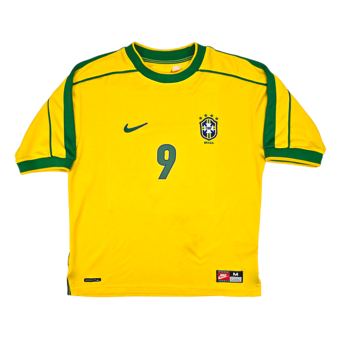 1998/00 Brazil Home Football Shirt (M) Nike #9 Ronaldo