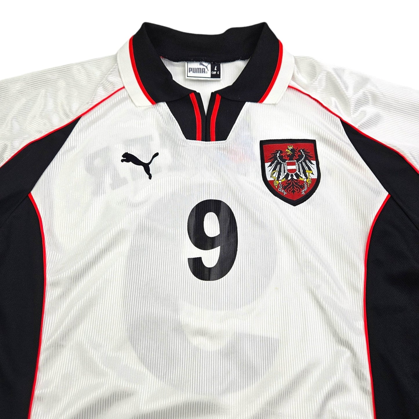 1998/99 Austria Home Football Shirt (L) Puma # 9 Polster