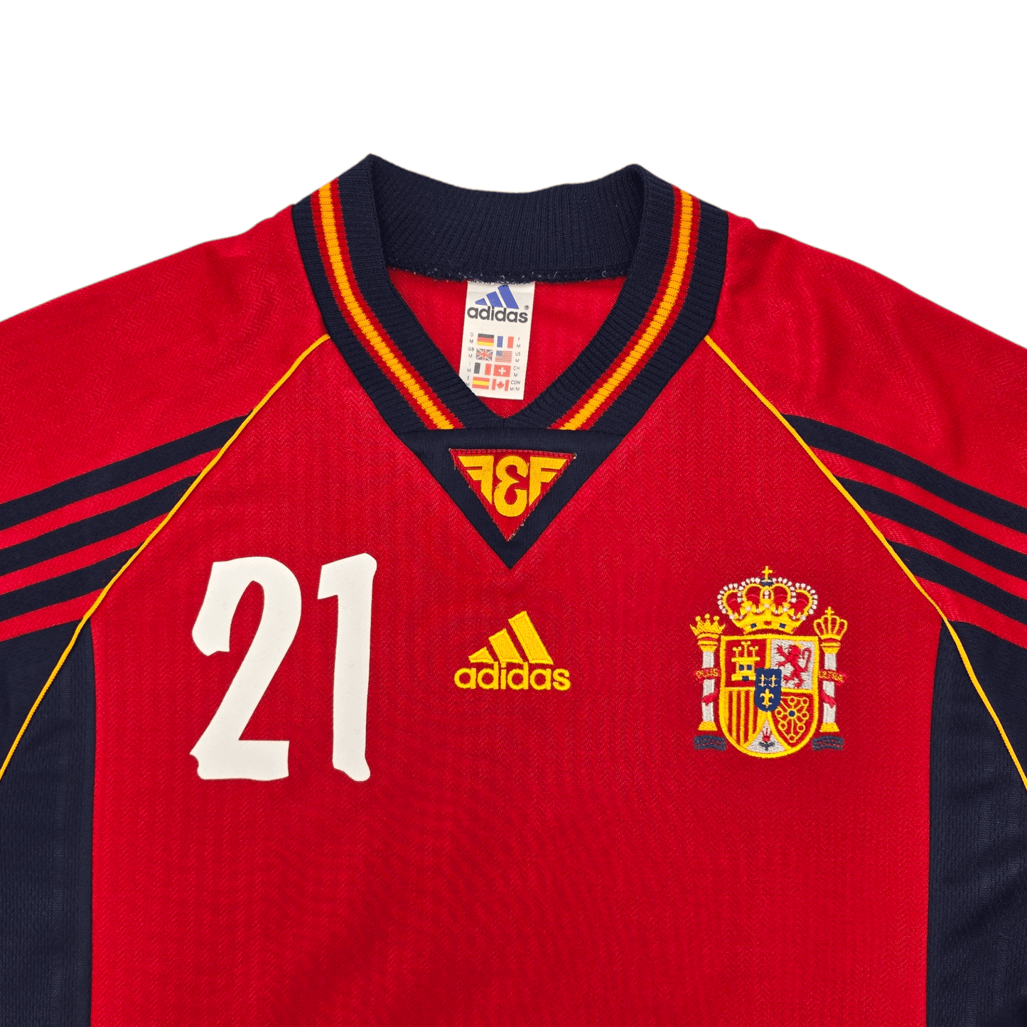 1998/99 Spain Home Football Shirt (M) Adidas #21 Luis Enrique