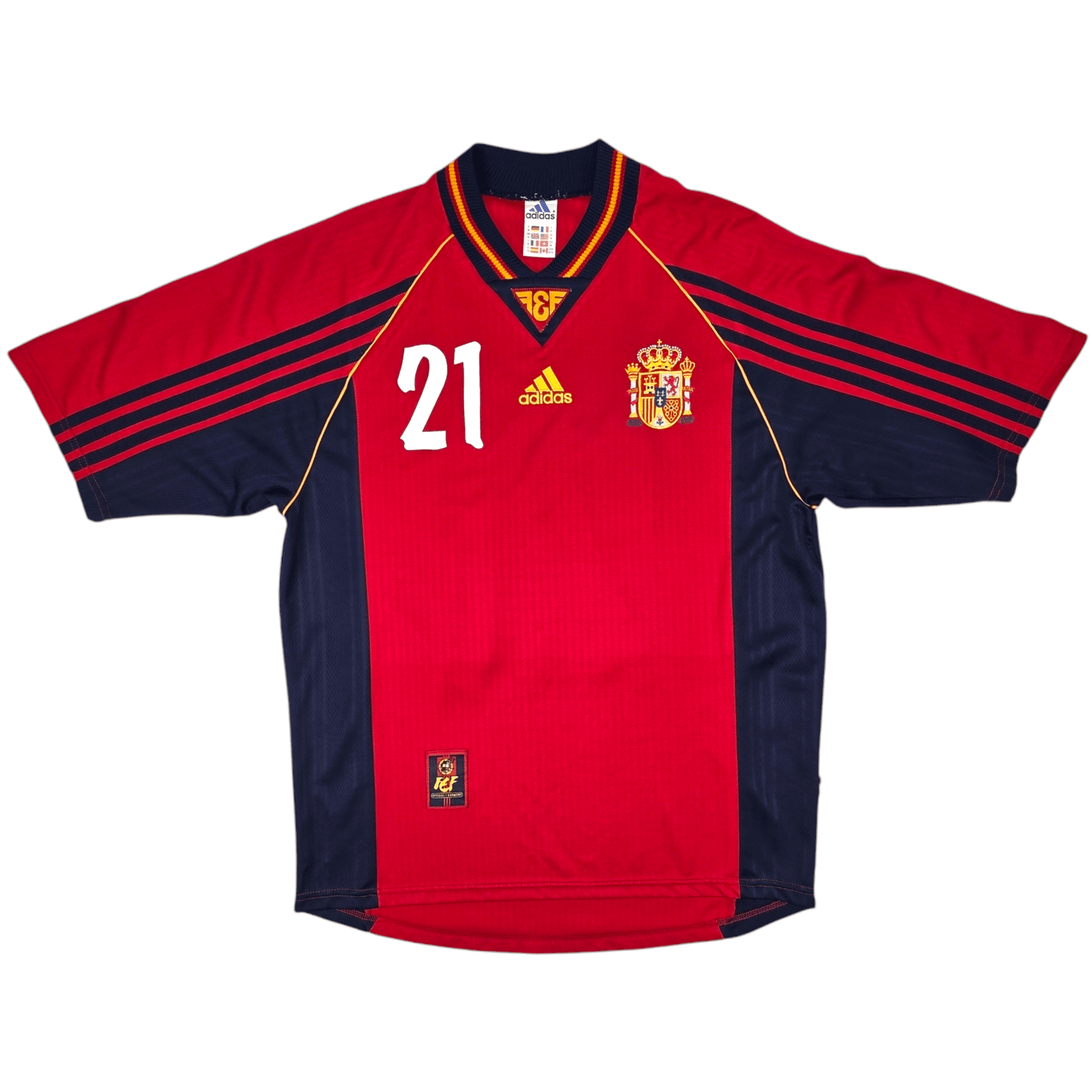 1998/99 Spain Home Football Shirt (M) Adidas #21 Luis Enrique