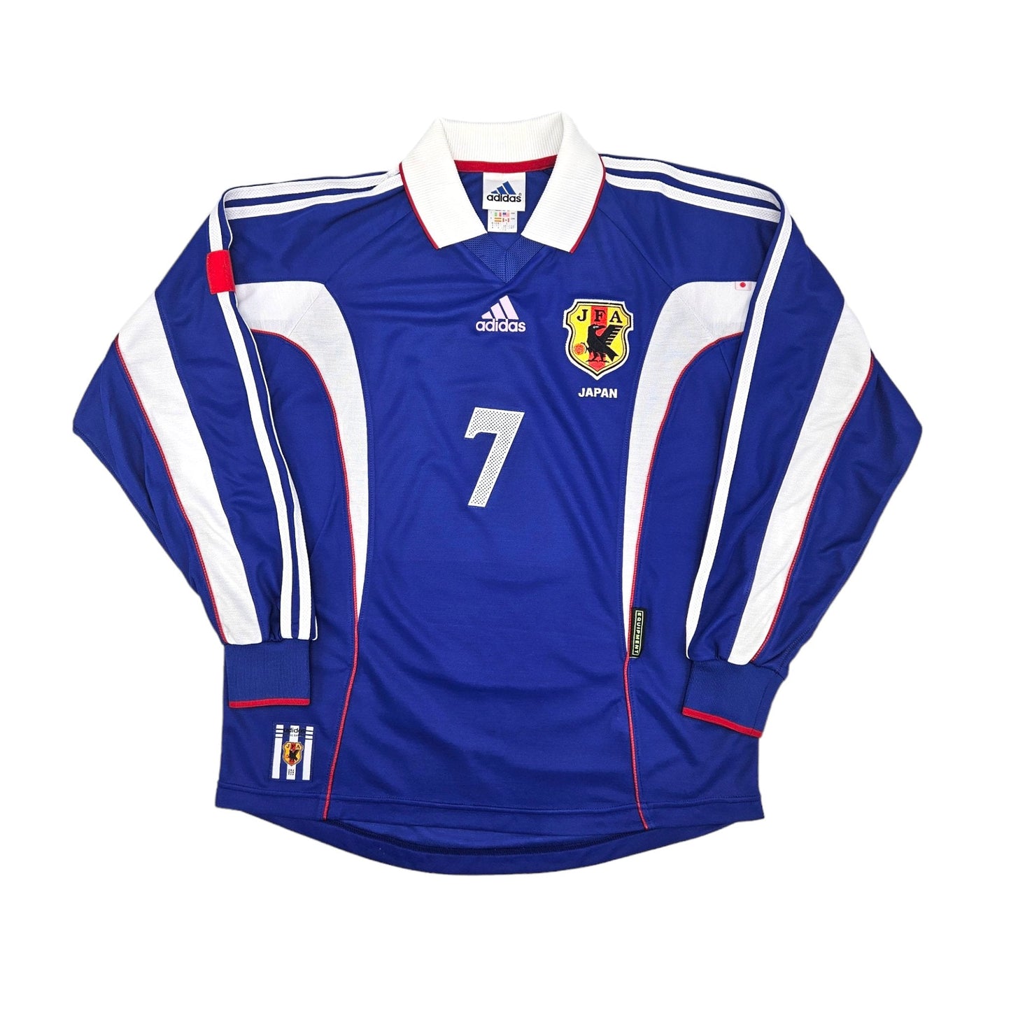 1999/00 Japan Home Football Shirt (L) Adidas #7 Nakata (Player Version)
