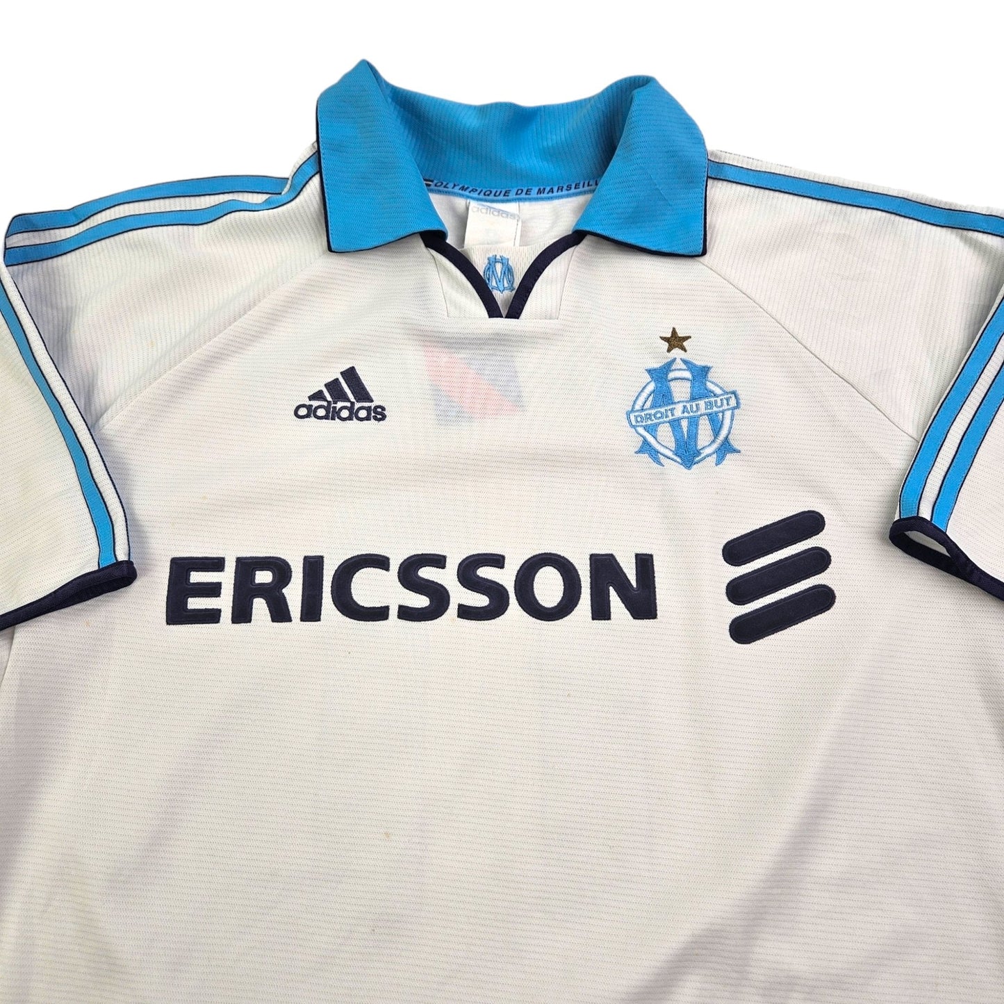 1999/00 Olympique Marseille Home Football Shirt (L) Adidas #11 Ravanelli