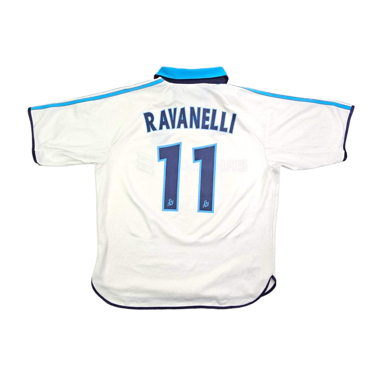 1999/00 Olympique Marseille Home Football Shirt (L) Adidas #11 Ravanelli