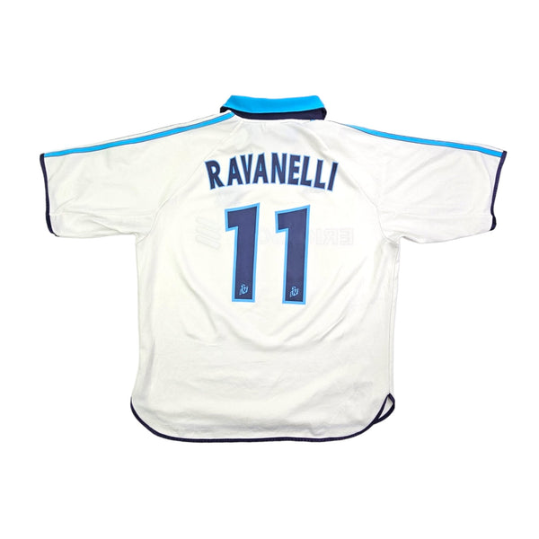 1999/00 Olympique Marseille Home Football Shirt (L) Adidas #11 Ravanelli