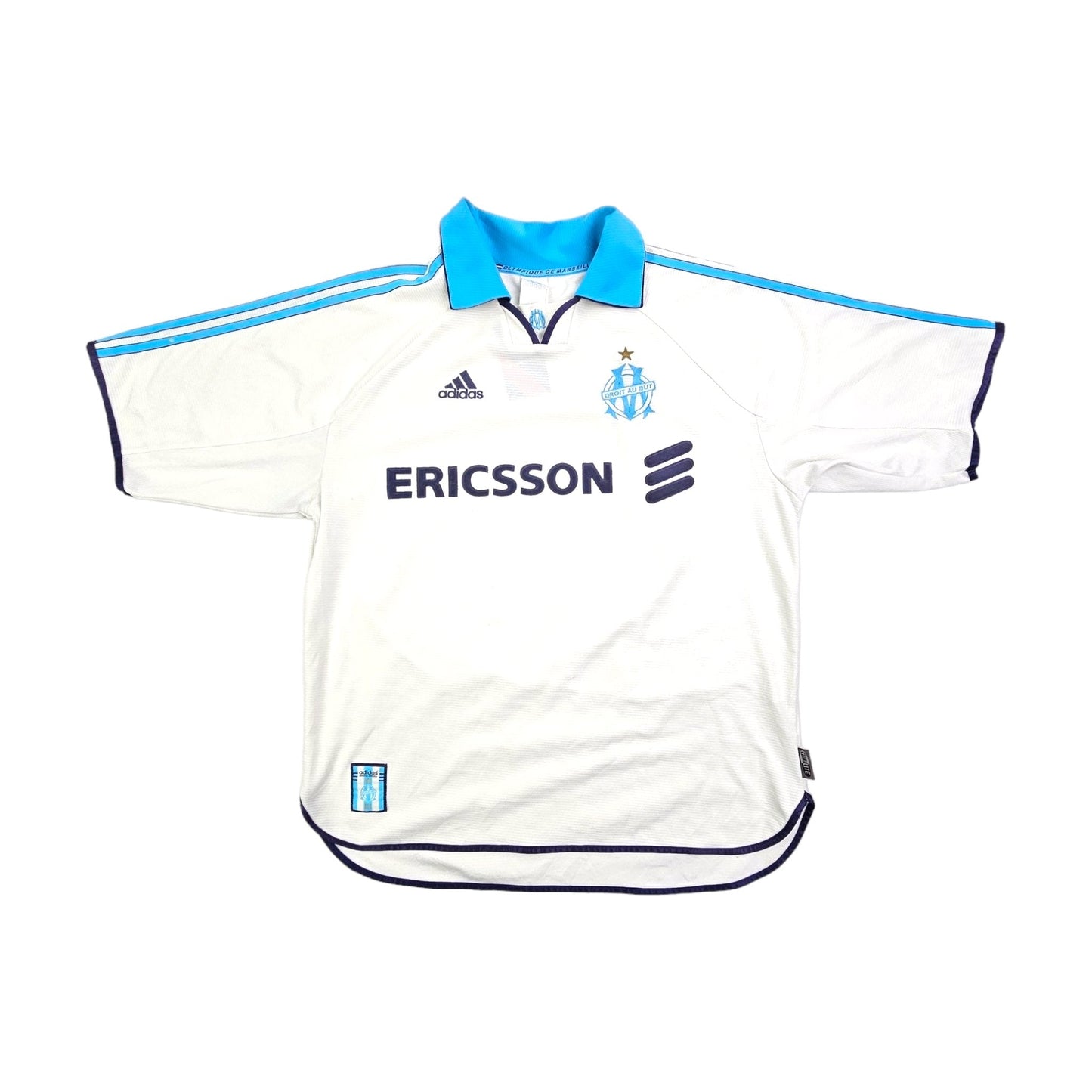 1999/00 Olympique Marseille Home Football Shirt (L) Adidas #11 Ravanelli