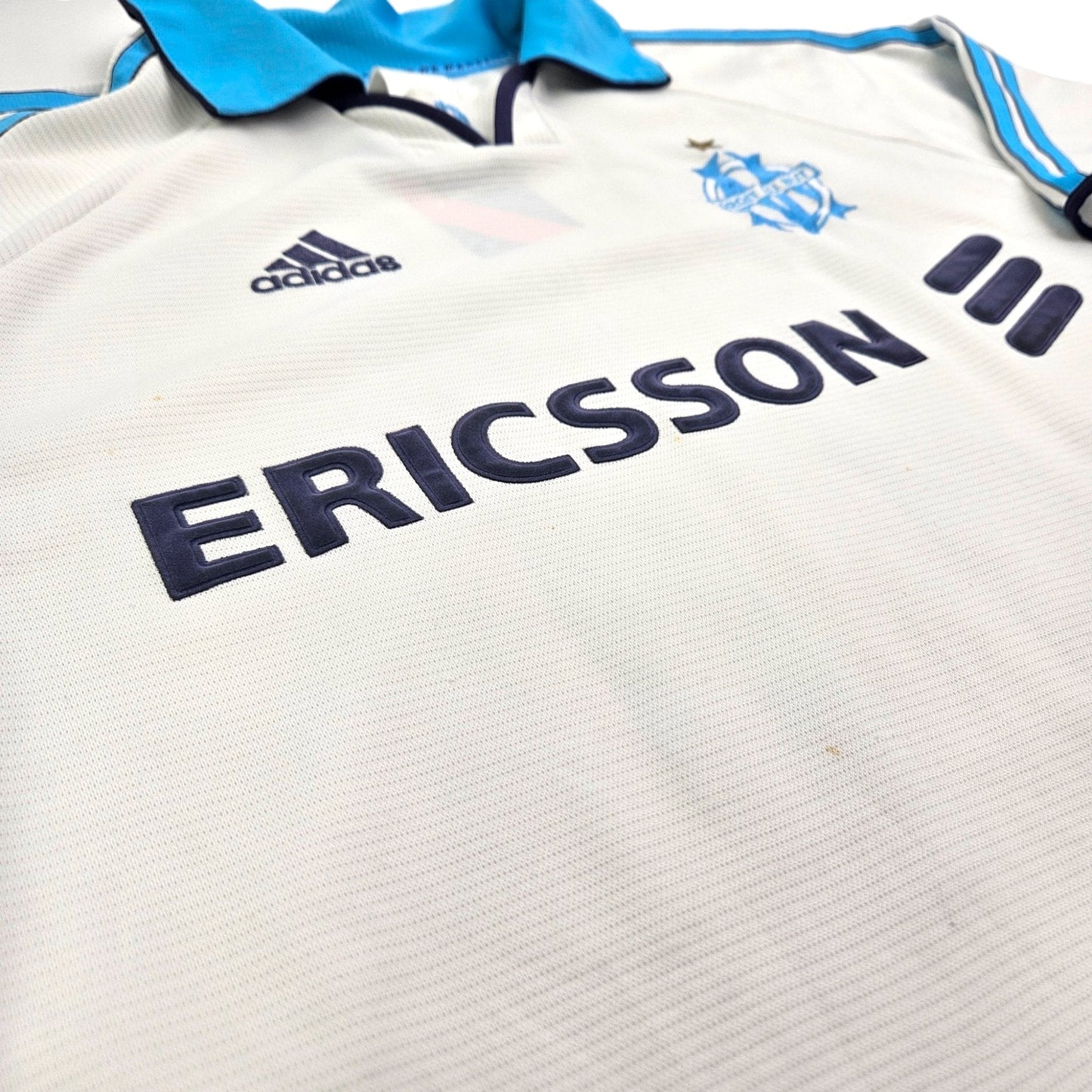 1999/00 Olympique Marseille Home Football Shirt (L) Adidas #11 Ravanelli