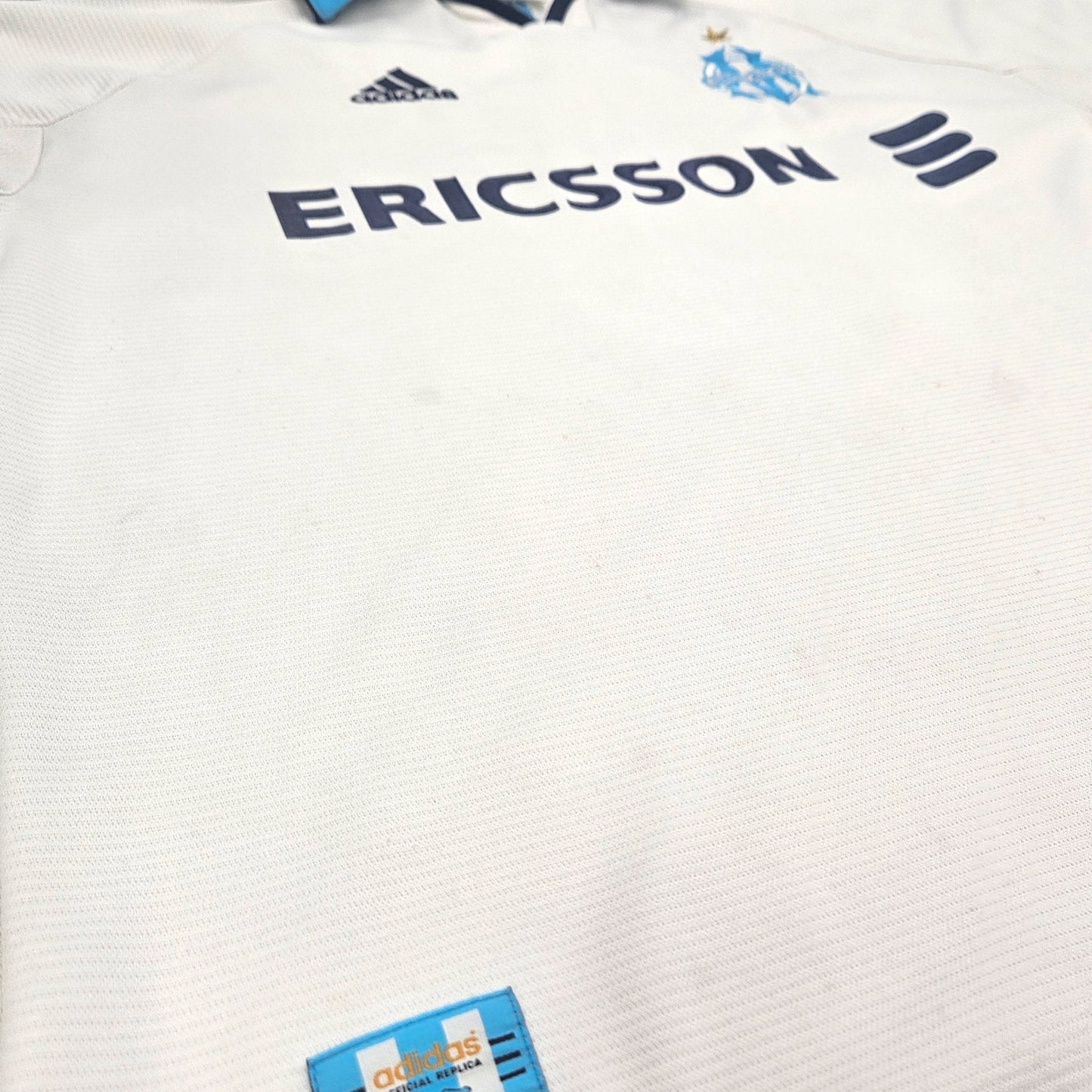 1999/00 Olympique Marseille Home Football Shirt (L) Adidas #11 Ravanelli