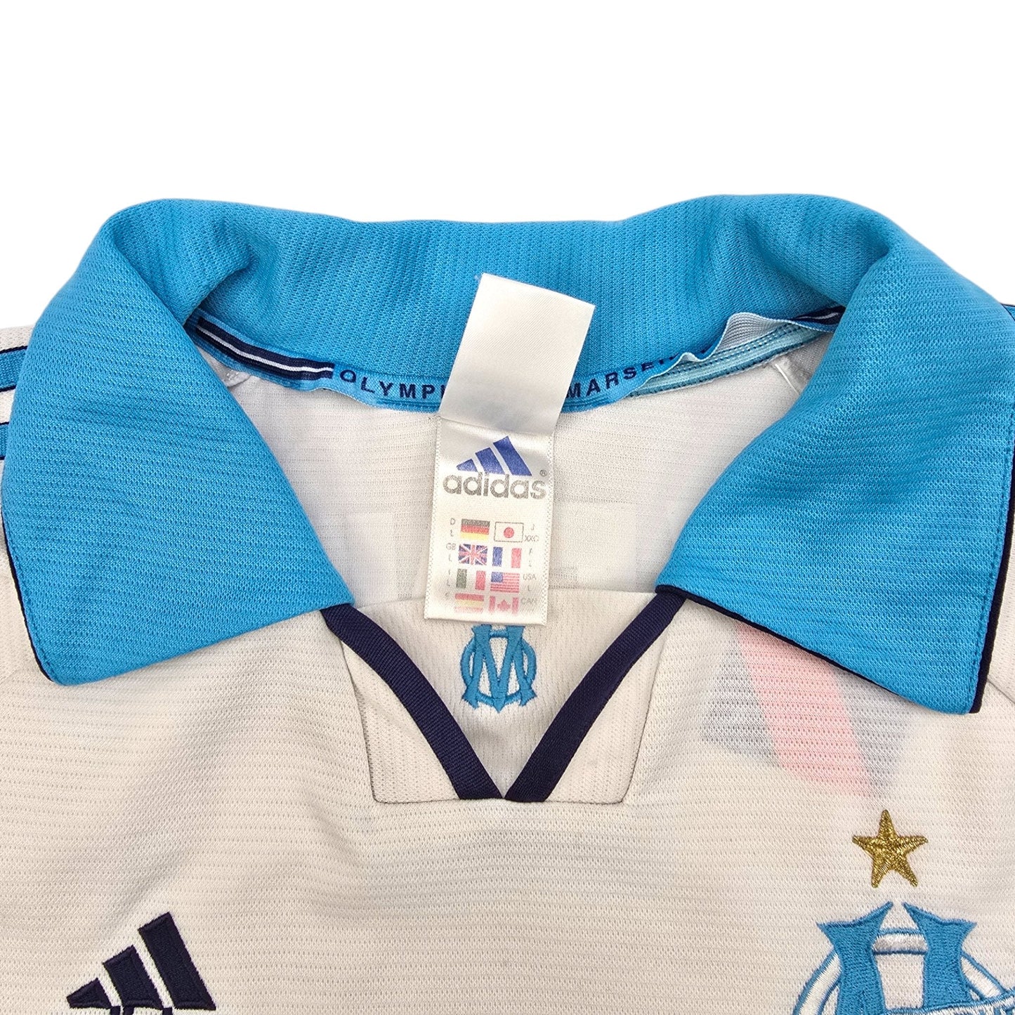 1999/00 Olympique Marseille Home Football Shirt (L) Adidas #11 Ravanelli