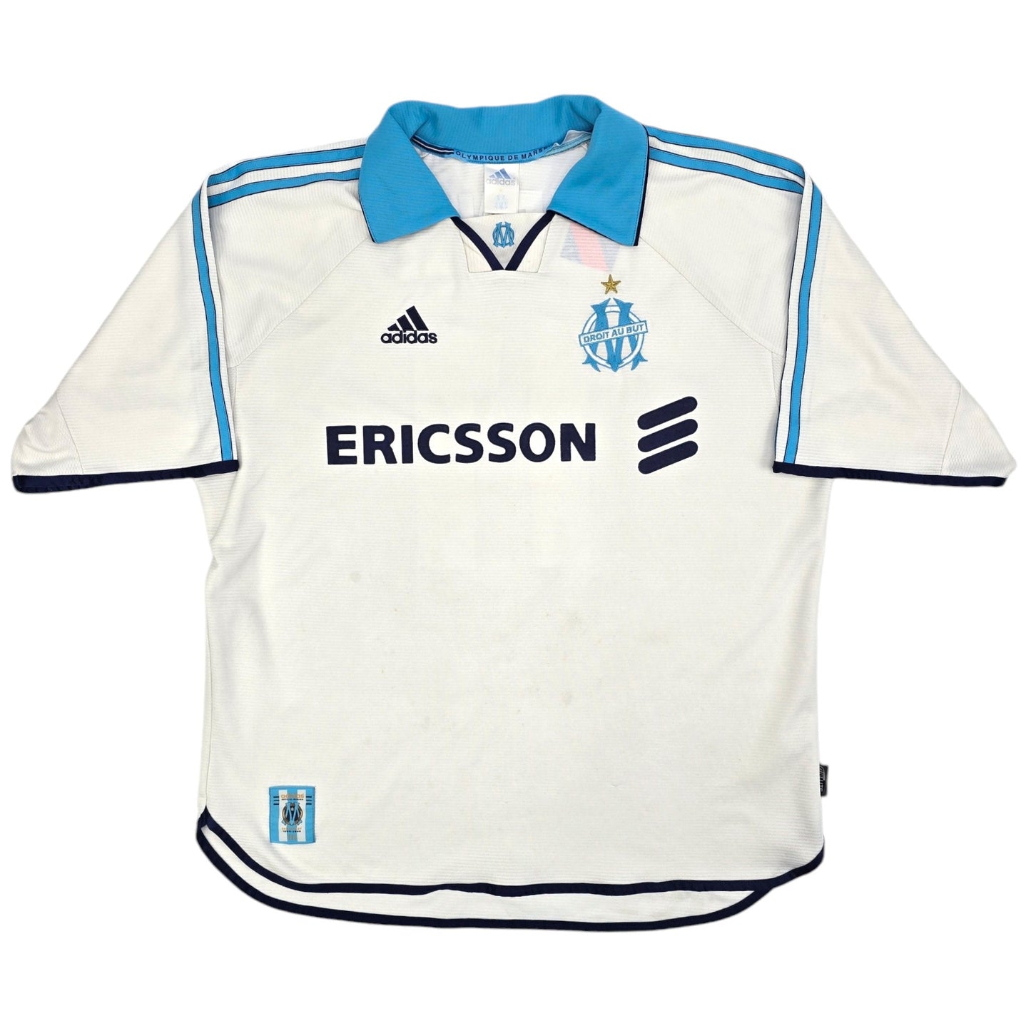1999/00 Olympique Marseille Home Football Shirt (L) Adidas #11 Ravanelli