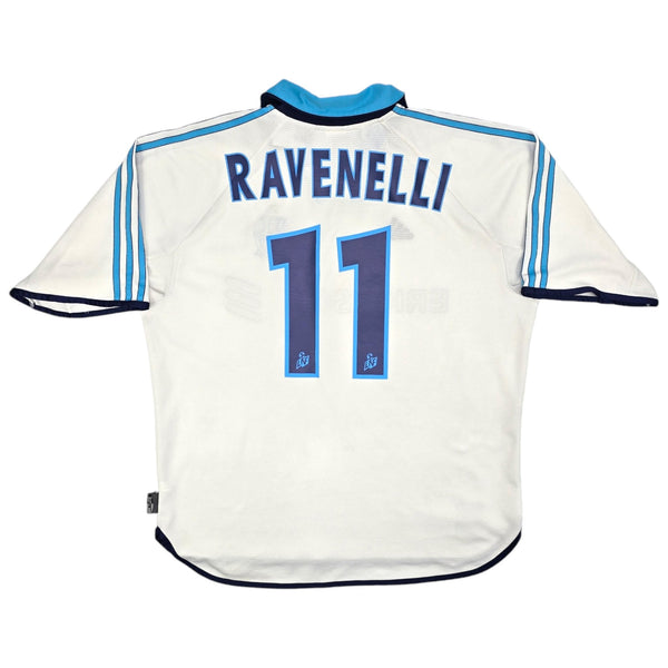 1999/00 Olympique Marseille Home Football Shirt (L) Adidas #11 Ravanelli