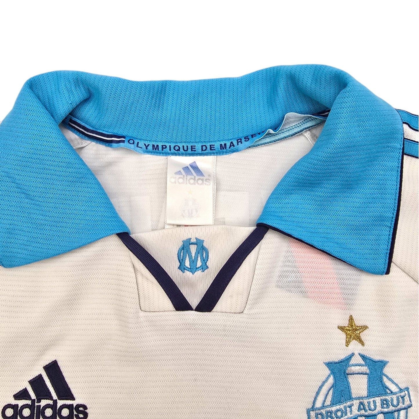1999/00 Olympique Marseille Home Football Shirt (L) Adidas #11 Ravanelli